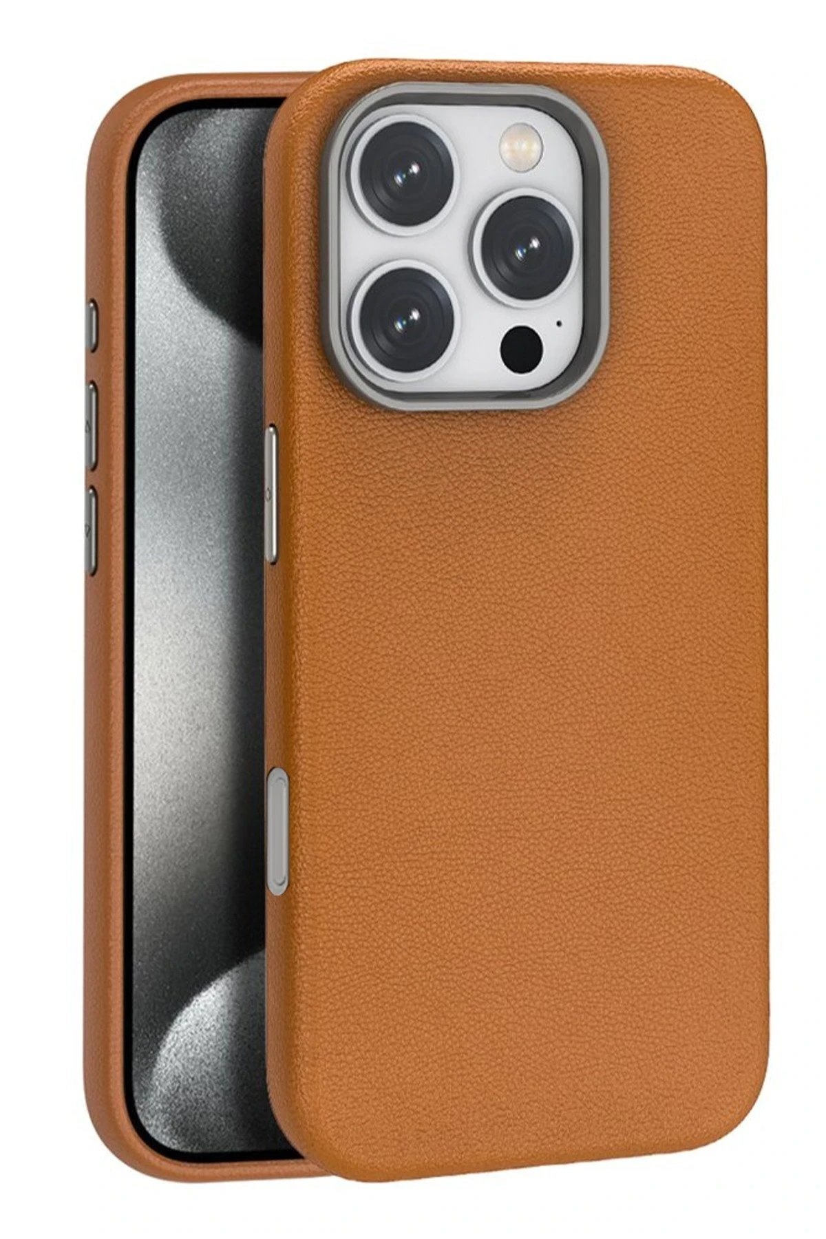 iPhone 16 Pro Max Wonder Deri Magsafe Kapak - Kahverengi-(5796)