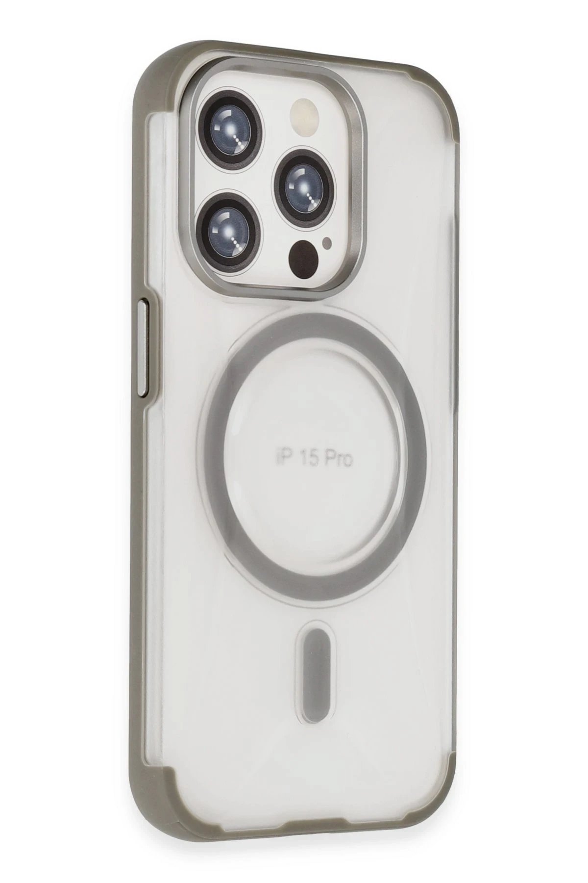iPhone 15 Pro Hilton Magsafe Kapak - Titan Gri-(5796)