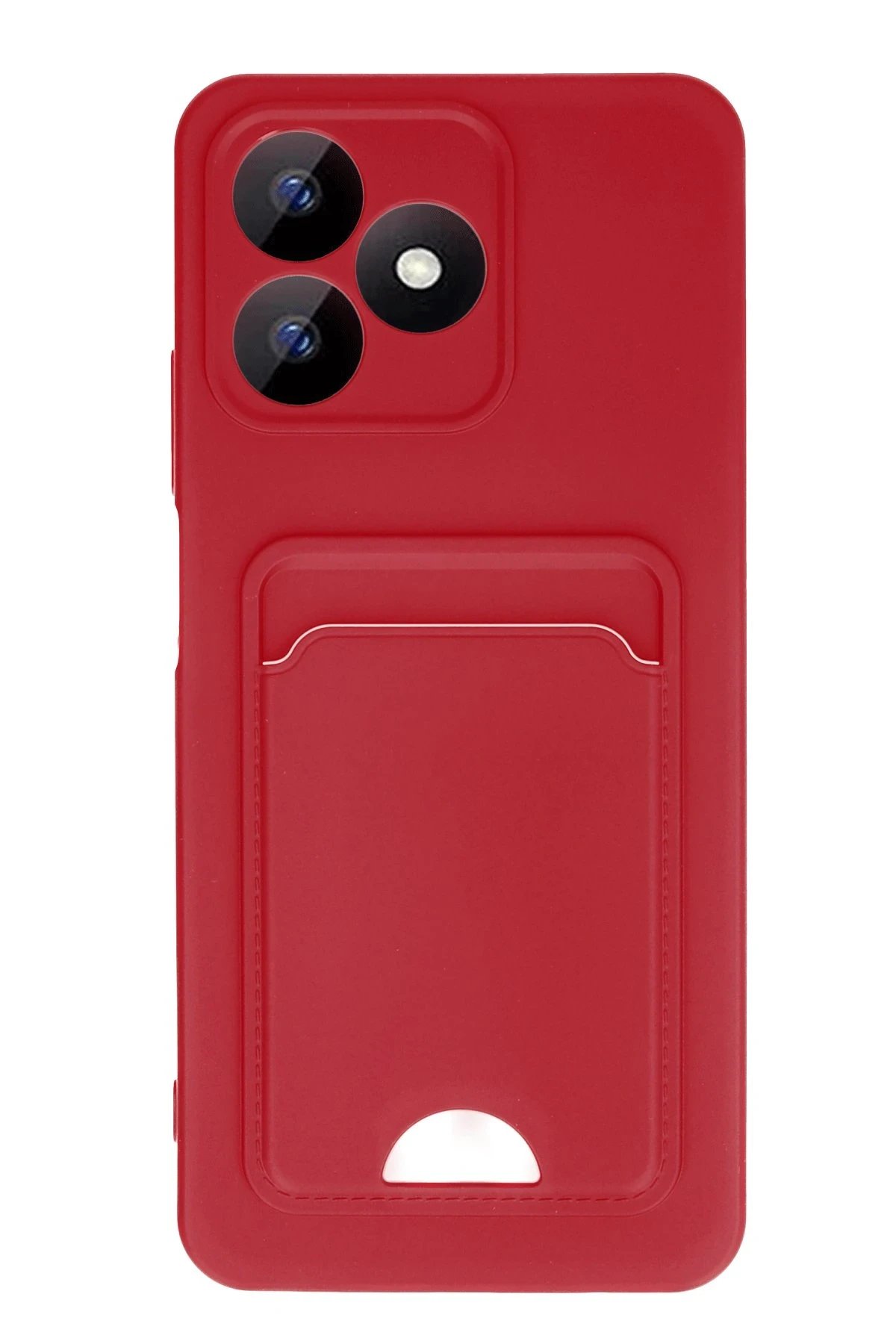 Realme Note 50 4G Kılıf Kelvin Kartvizitli Silikon - Kırmızı-(5796)