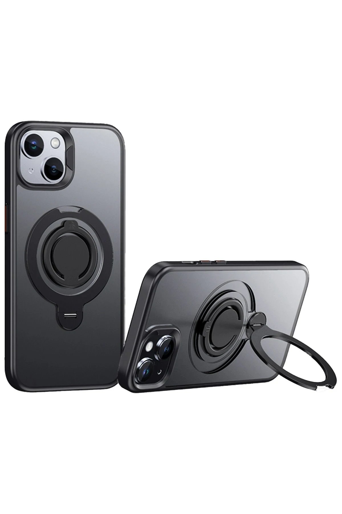 iPhone 15 Avatar 360 Dönen Magsafe Kapak - Siyah-(5796)