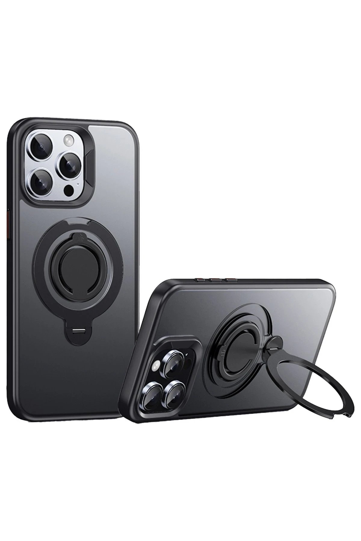 iPhone 15 Pro Max Avatar 360 Dönen Magsafe Kapak - Siyah-(5796)