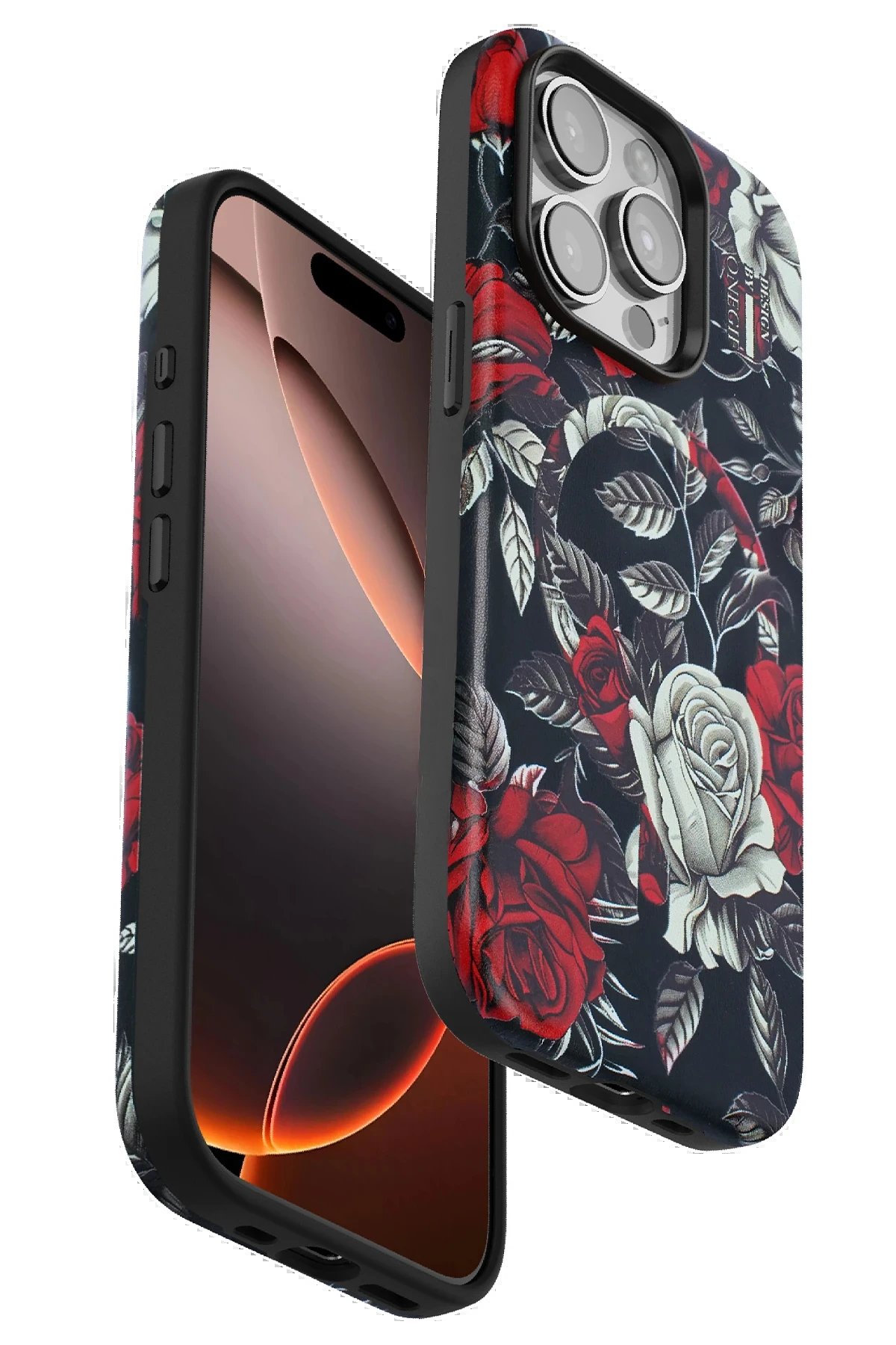 iPhone 15 Pro Max Flower Series Magsafe Kapak - Siyah-(5796)