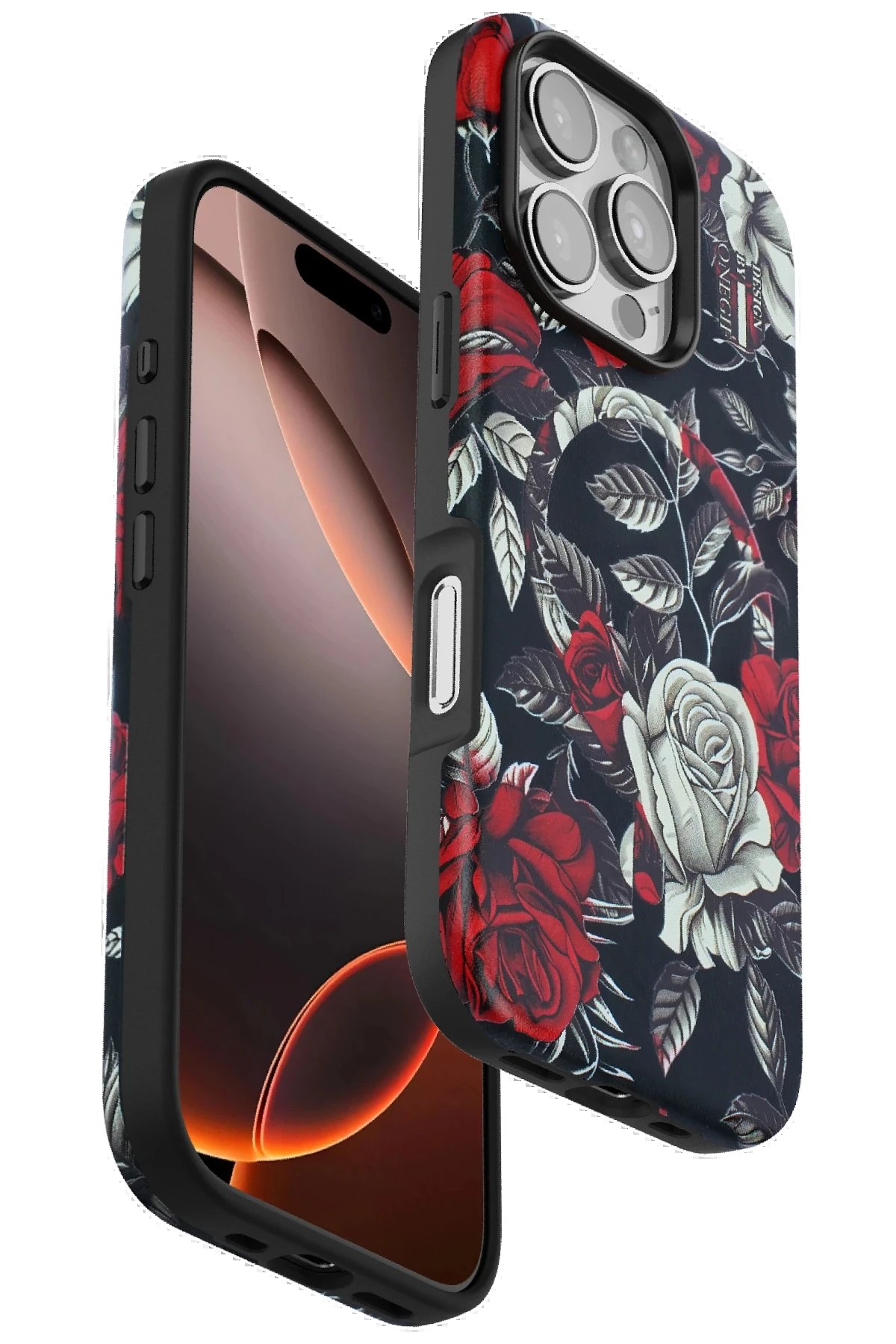 iPhone 16 Pro Flower Series Magsafe Kapak - Siyah-(5796)