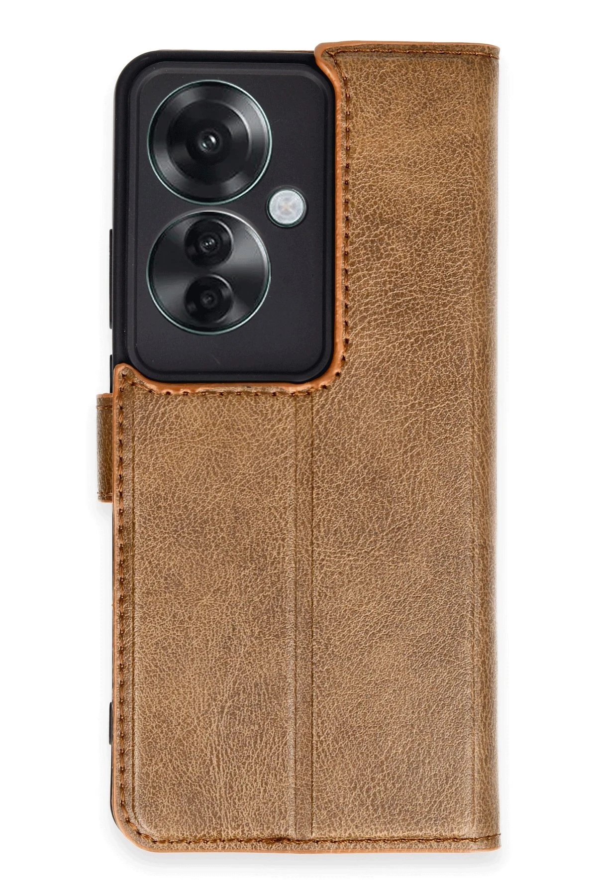 Oppo Reno 11F Kılıf Trend S Plus Kapaklı Kılıf - Taba-(5796)