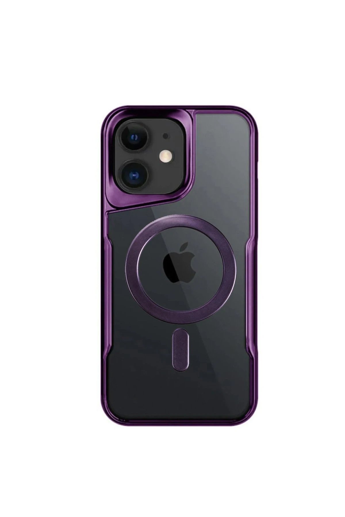 iPhone 12 Kılıf Boyi Magsafe Silikon Kapak - Derin Mor-(5796)