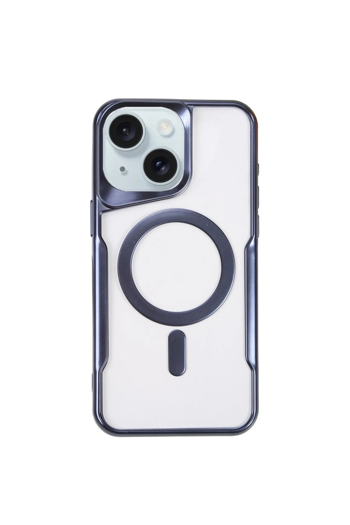 iPhone 15 Kılıf Boyi Magsafe Silikon Kapak - Lacivert-(5796)