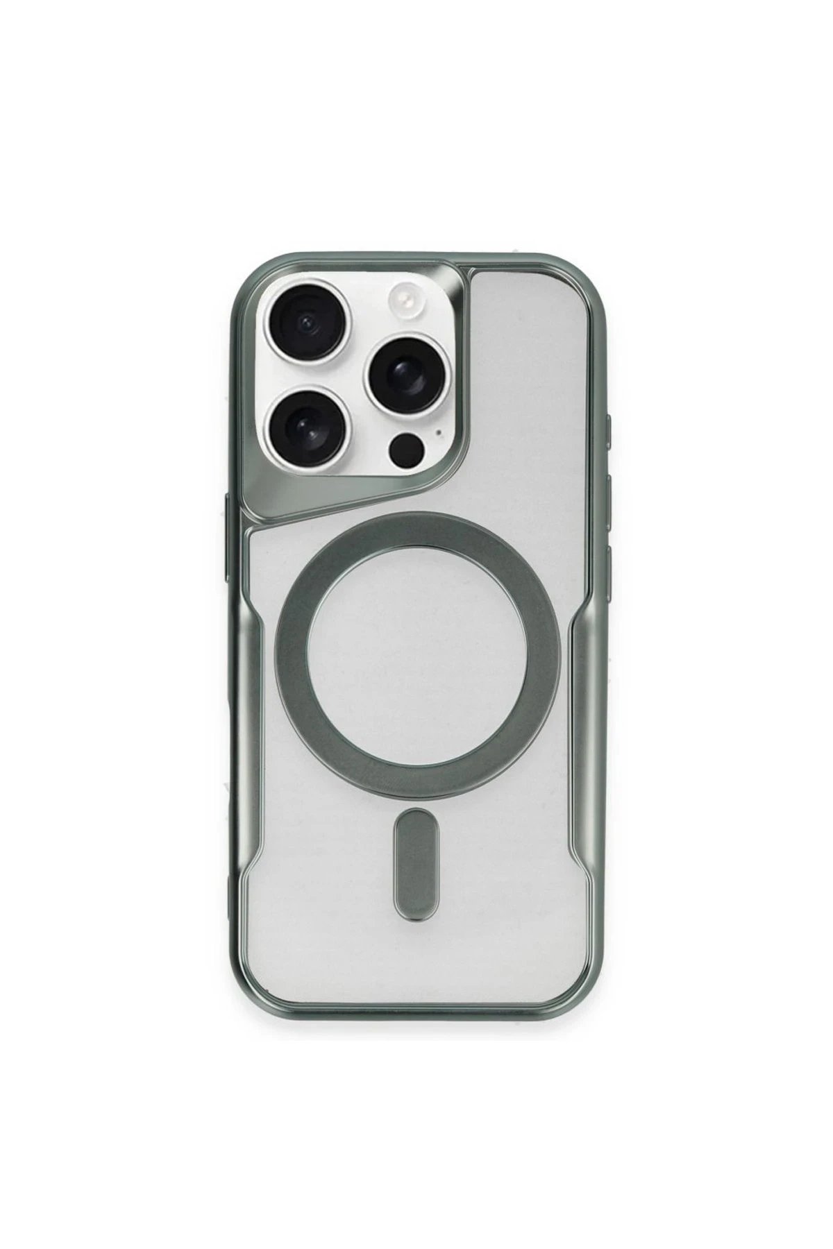 iPhone 15 Pro Kılıf Boyi Magsafe Silikon Kapak - Yeşil-(5796)