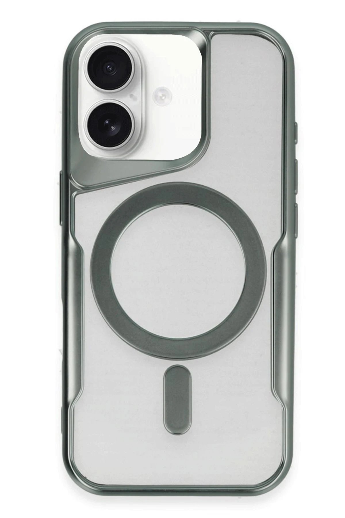 iPhone 16 Kılıf Boyi Magsafe Silikon Kapak - Yeşil-(5796)