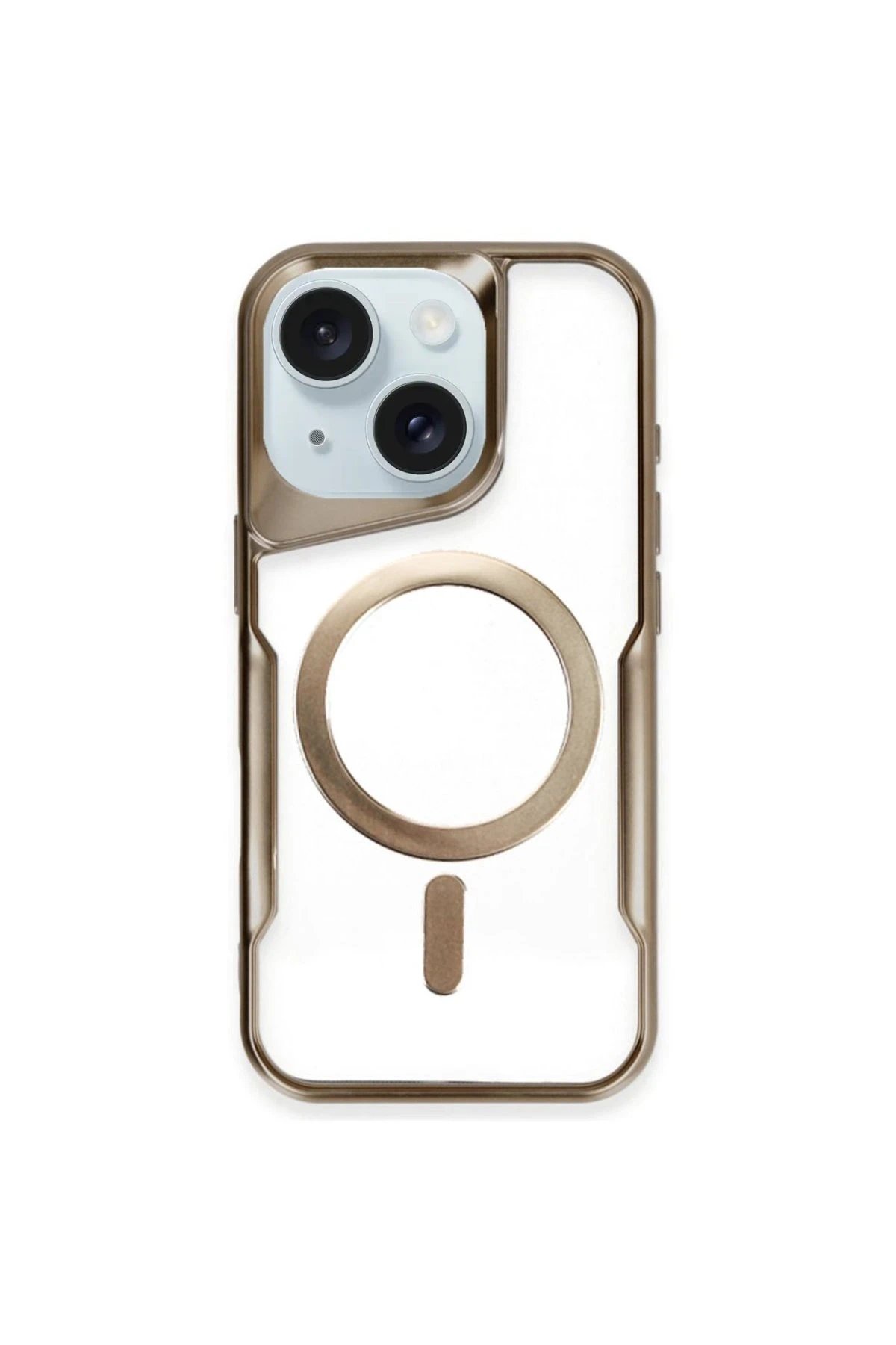 iPhone 15 Plus Kılıf Boyi Magsafe Silikon Kapak - Kahverengi-(5796)