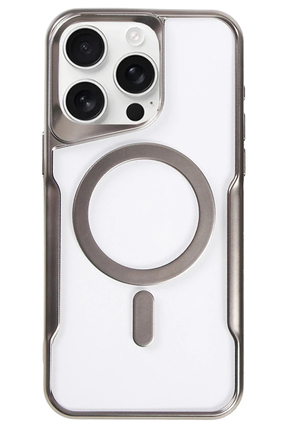 iPhone 16 Pro Max Kılıf Boyi Magsafe Silikon Kapak - Titan Gri-(5796)