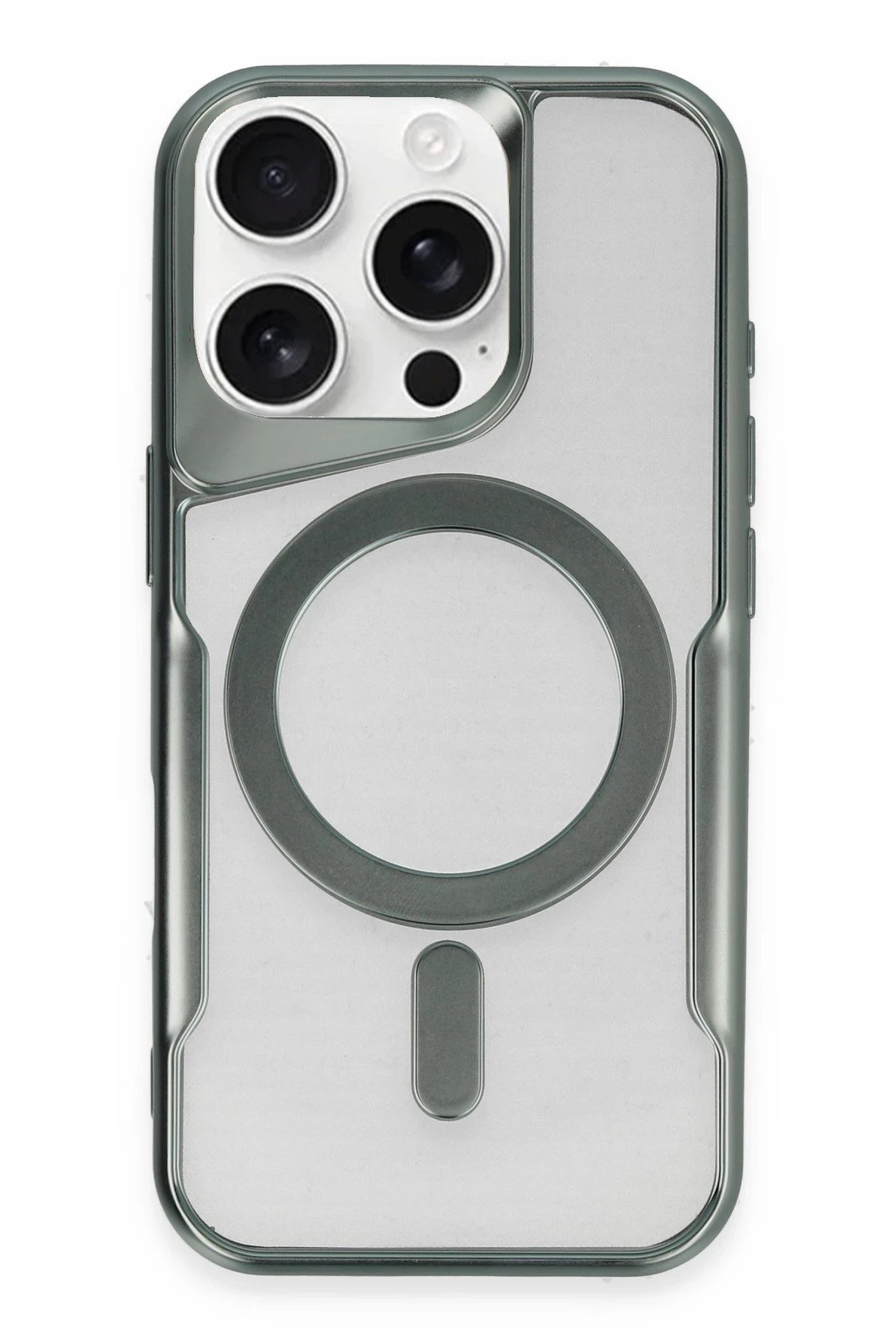 iPhone 16 Pro Max Kılıf Boyi Magsafe Silikon Kapak - Yeşil-(5796)