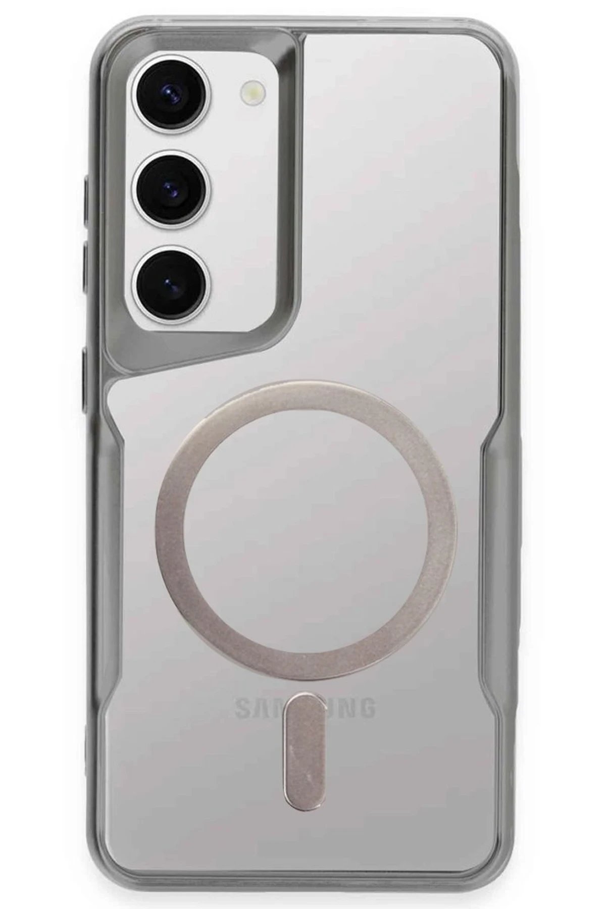 Samsung Galaxy S23 Kılıf Boyi Magsafe Silikon Kapak - Gümüş-(5796)