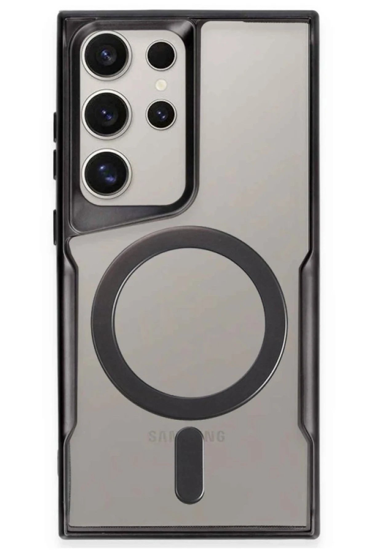 Samsung Galaxy S23 Ultra Kılıf Boyi Magsafe Silikon Kapak - Siyah-(5796)