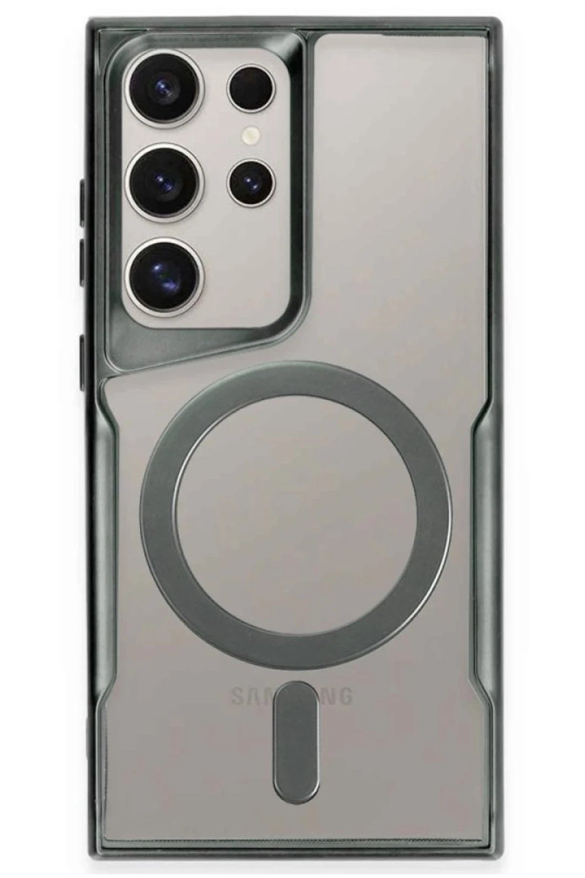 Samsung Galaxy S23 Ultra Kılıf Boyi Magsafe Silikon Kapak - Yeşil-(5796)