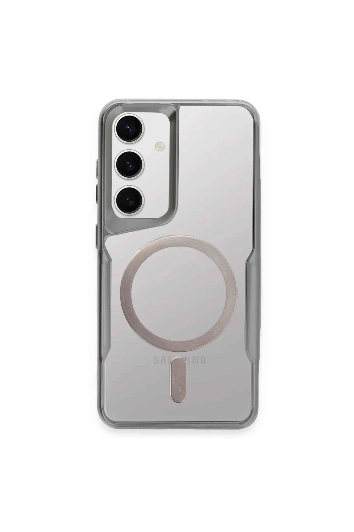 Samsung Galaxy S24 Kılıf Boyi Magsafe Silikon Kapak - Gümüş-(5796)
