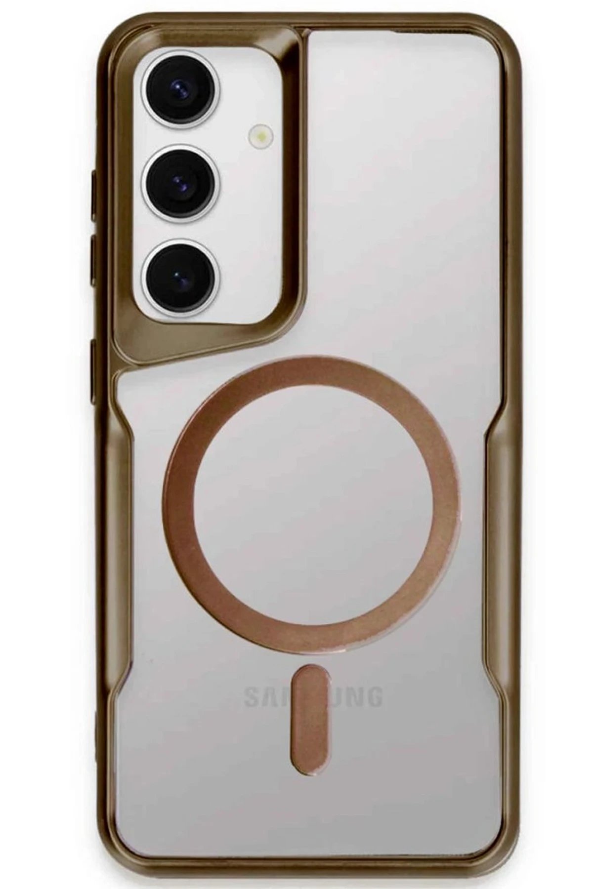 Samsung Galaxy S24 Kılıf Boyi Magsafe Silikon Kapak - Kahverengi-(5796)