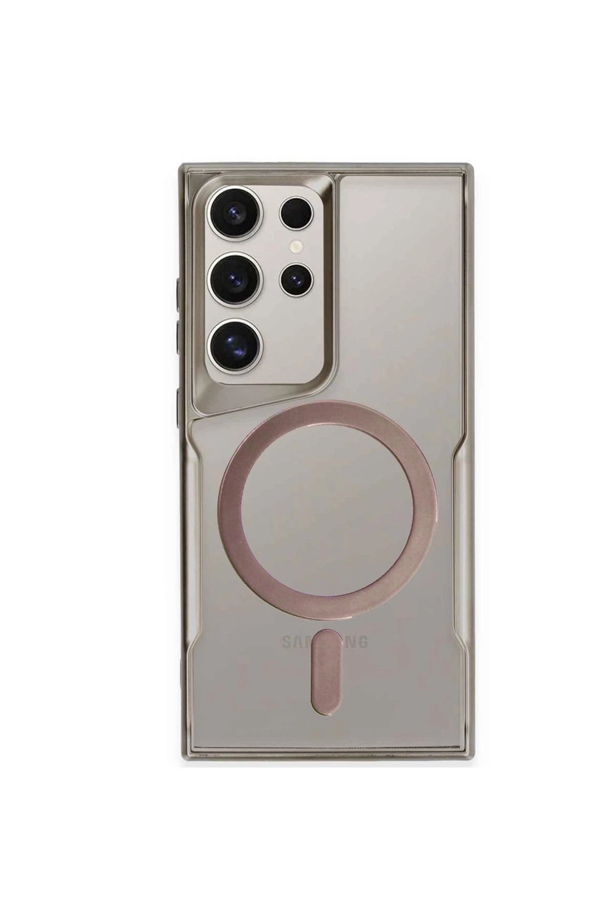 Samsung Galaxy S24 Ultra Kılıf Boyi Magsafe Silikon Kapak - Titan Gri-(5796)