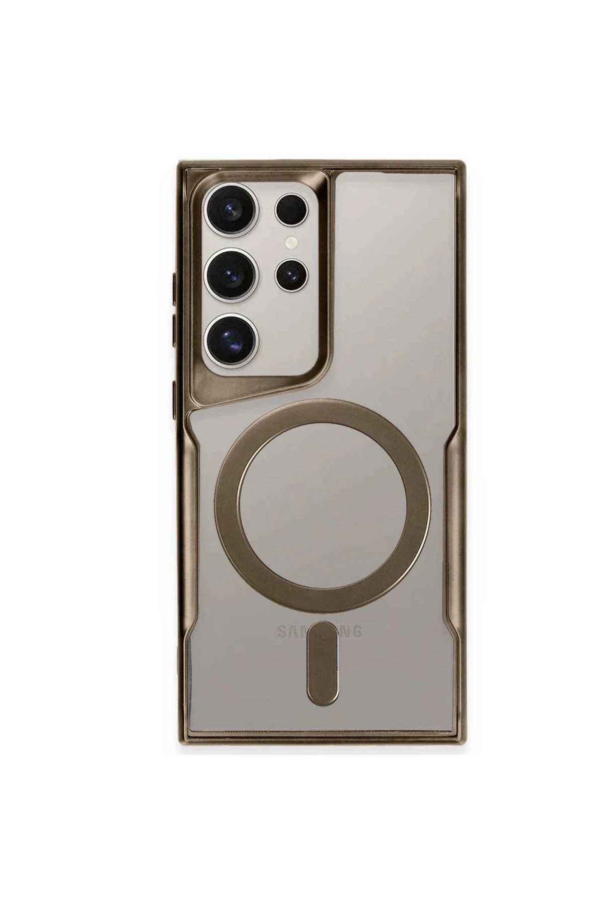 Samsung Galaxy S24 Ultra Kılıf Boyi Magsafe Silikon Kapak - Kahverengi-(5796)