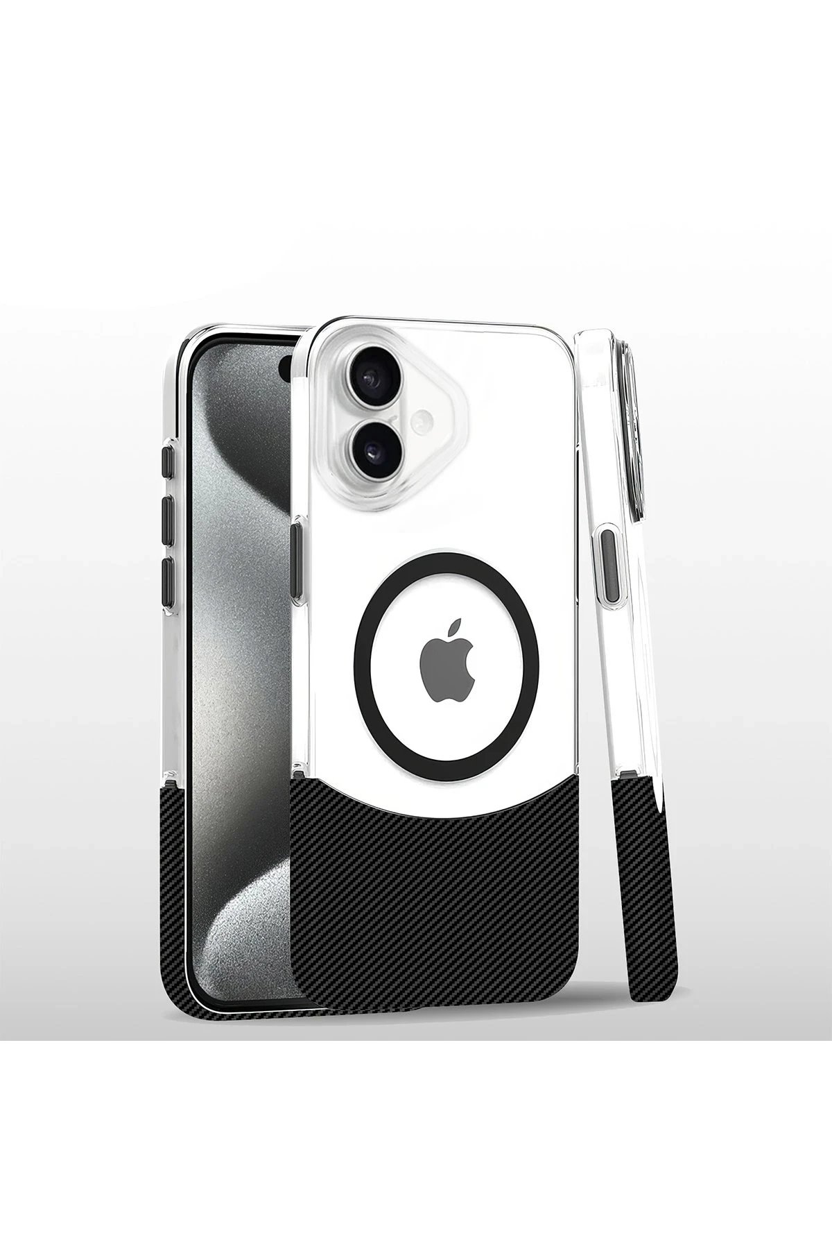 iPhone 16 Plus Carbon Puzzle Magsafe Kapak - Siyah-(5796)