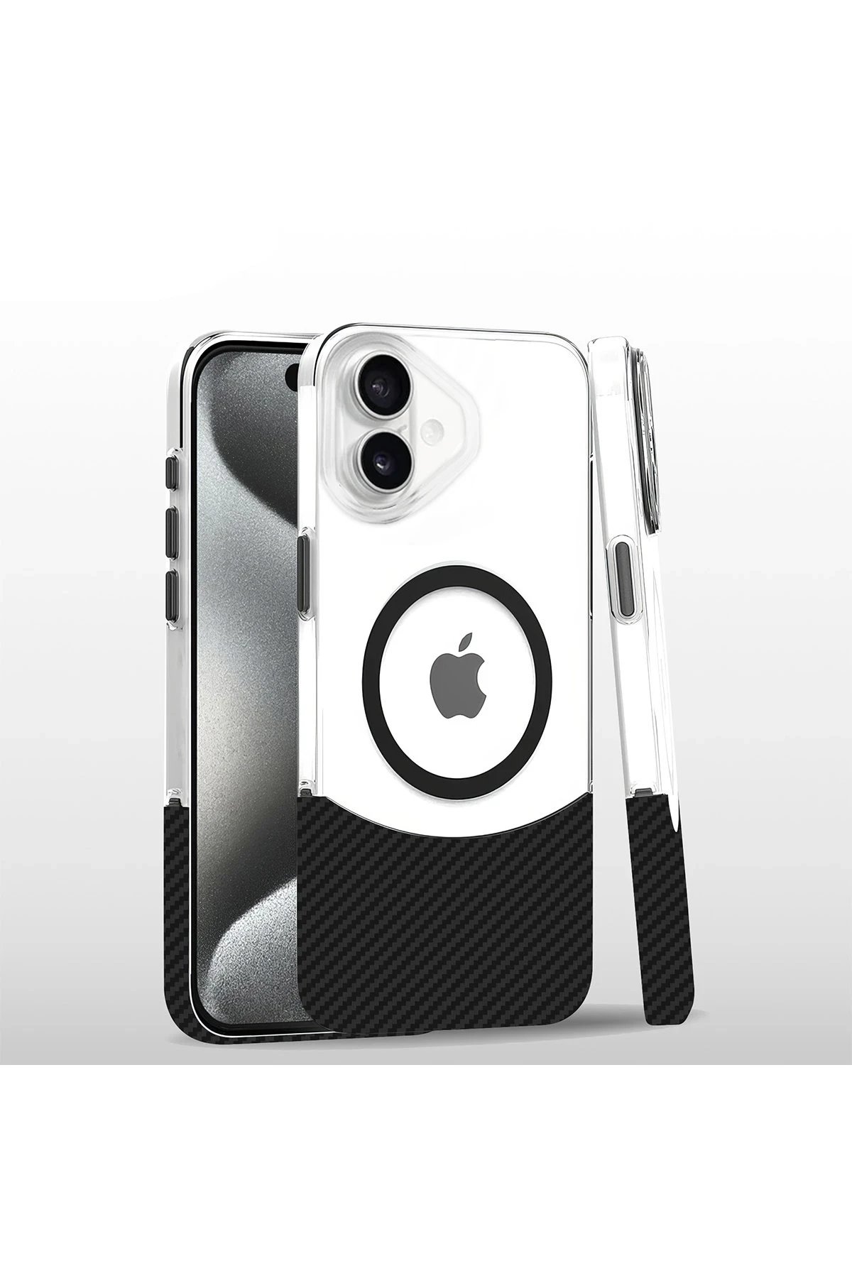 iPhone 16 Plus Carbon Puzzle Magsafe Kapak - Siyah-2-(5796)