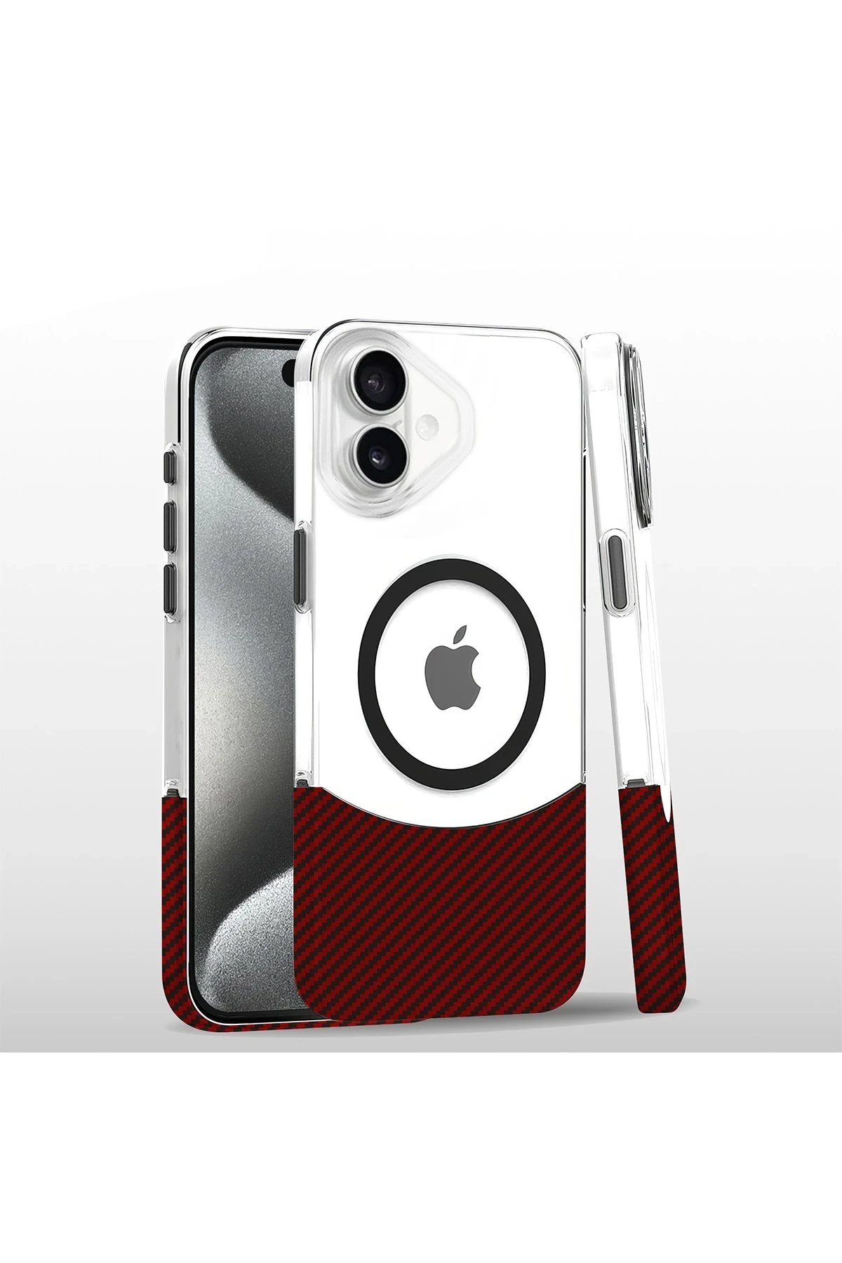 iPhone 16 Plus Carbon Puzzle Magsafe Kapak - Pembe-(5796)