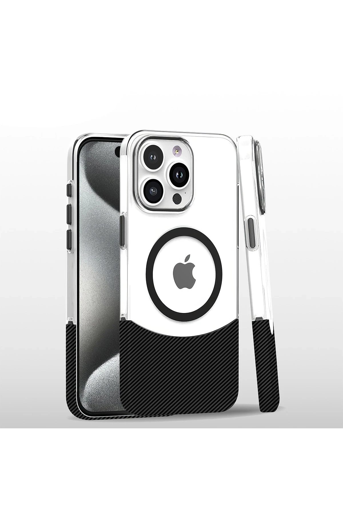 iPhone 16 Pro Max Carbon Puzzle Magsafe Kapak - Siyah-(5796)