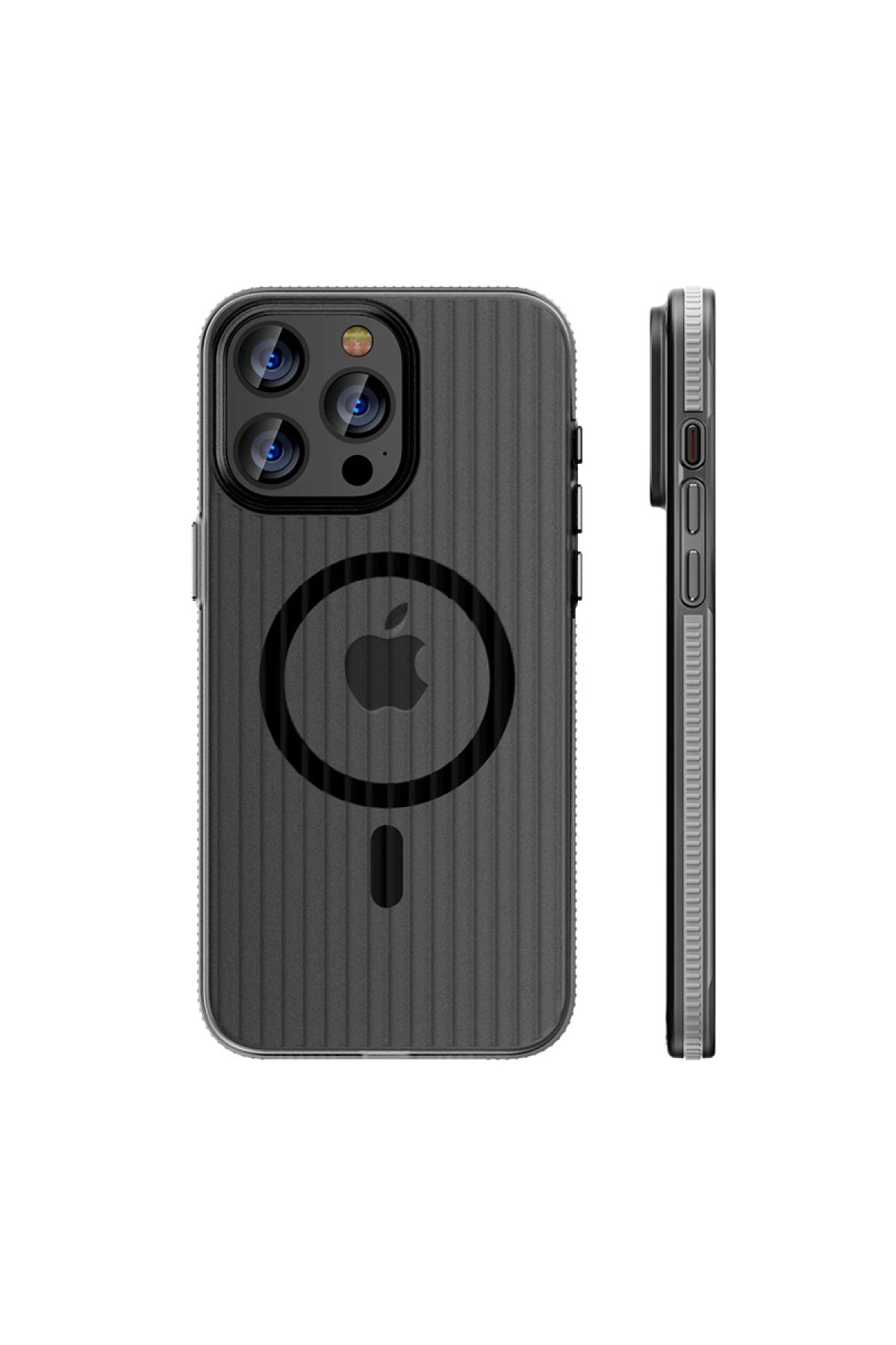 iPhone 15 Pro Max Line Magsafe Kapak - Gri-(5796)