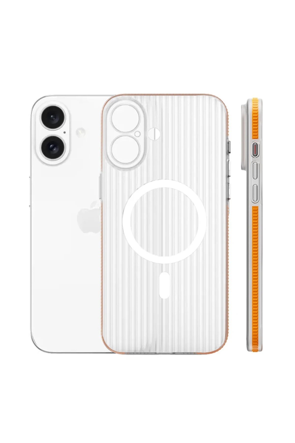 iPhone 16 Line Magsafe Kapak - Turuncu-(5796)