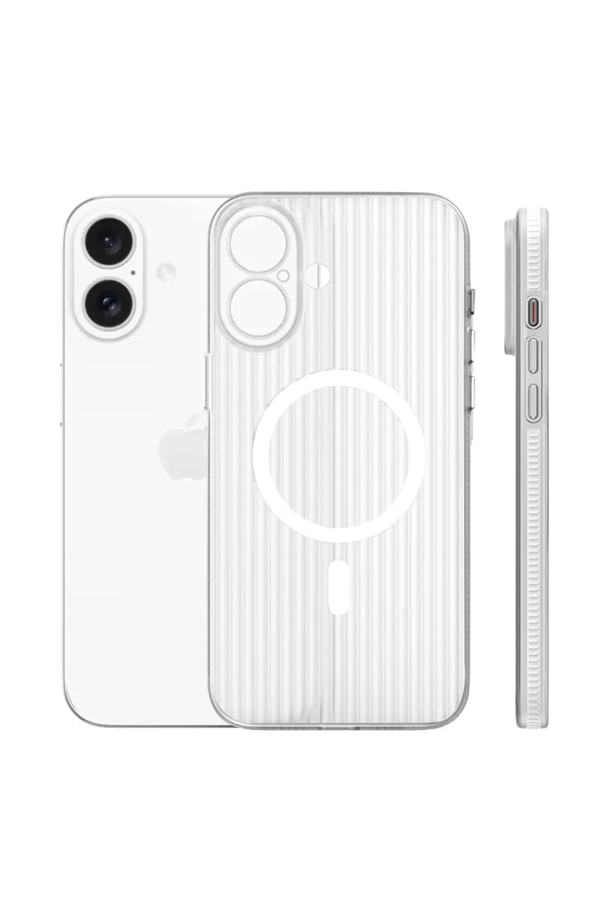 iPhone 16 Line Magsafe Kapak - Beyaz-(5796)