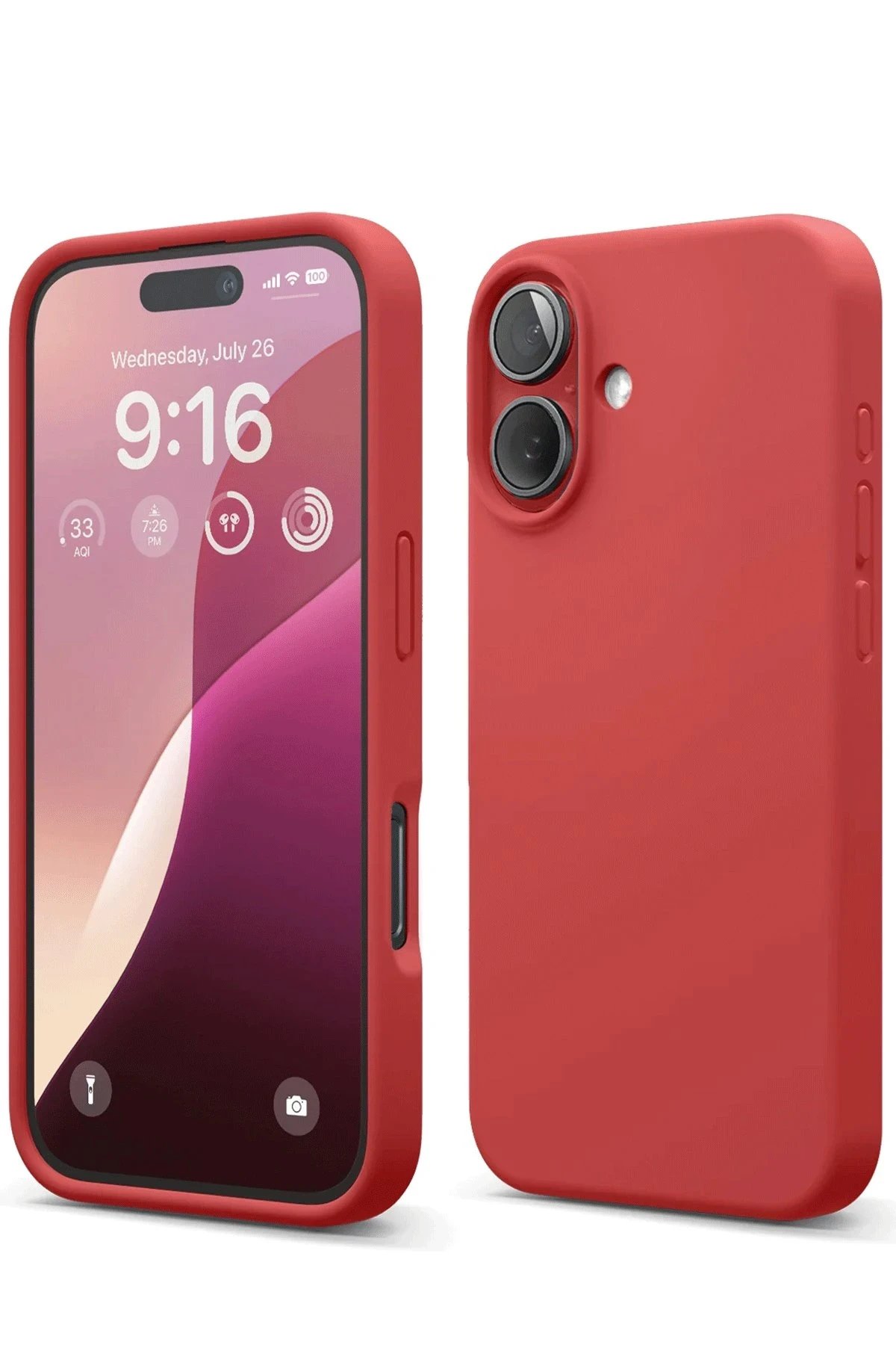 iPhone 16 Kılıf Nano içi Kadife Silikon - Kırmızı-(5796)