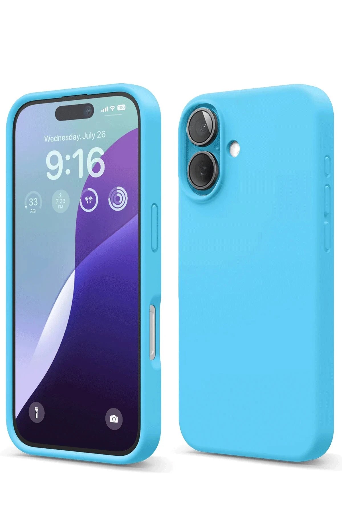 iPhone 16 Kılıf Nano içi Kadife Silikon - Mavi-(5796)