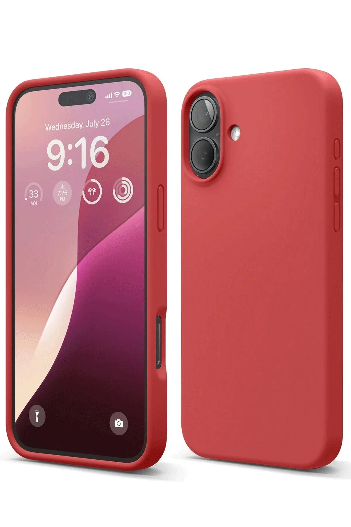 iPhone 16 Plus Kılıf Nano içi Kadife Silikon - Kırmızı-(5796)