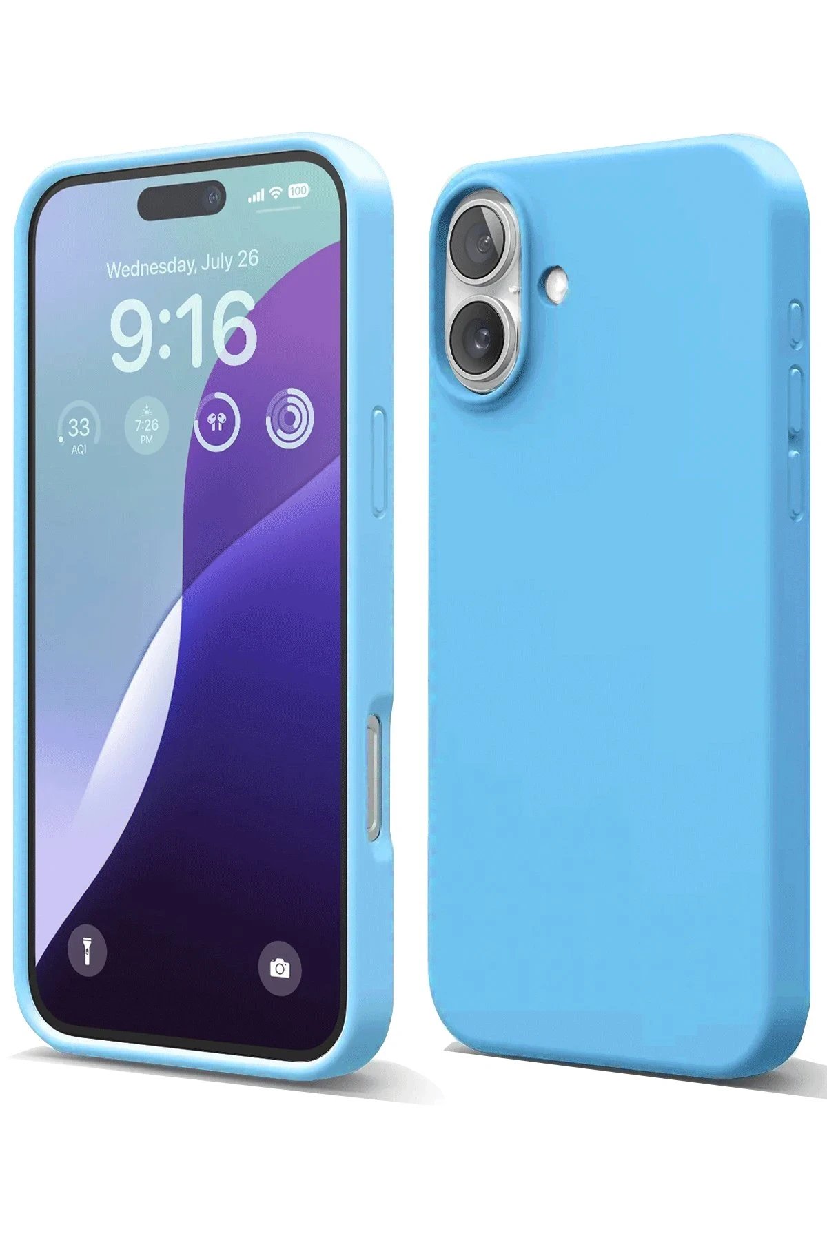 iPhone 16 Plus Kılıf Nano içi Kadife Silikon - Mavi-(5796)