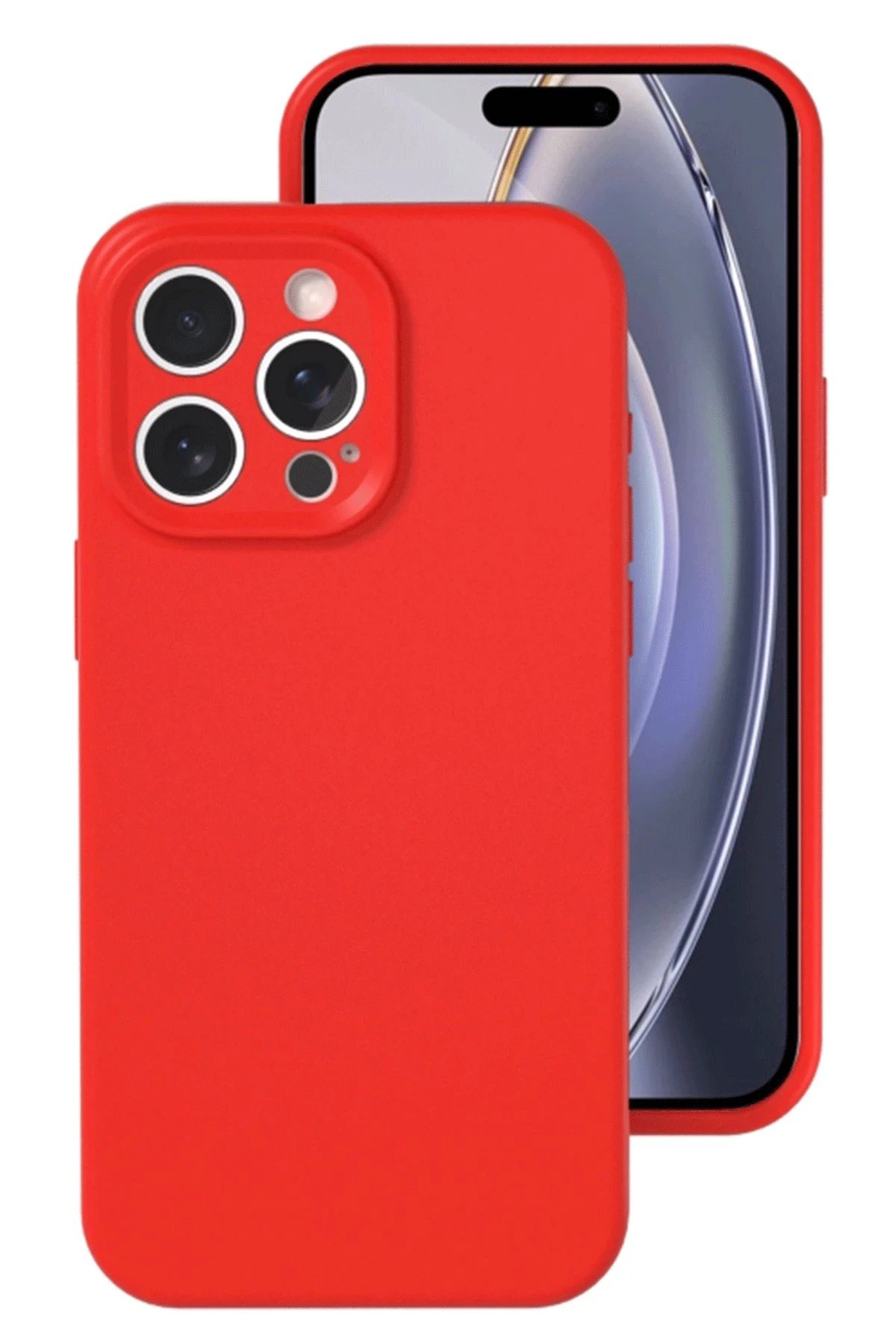 iPhone 16 Pro Kılıf Nano içi Kadife Silikon - Kırmızı-(5796)