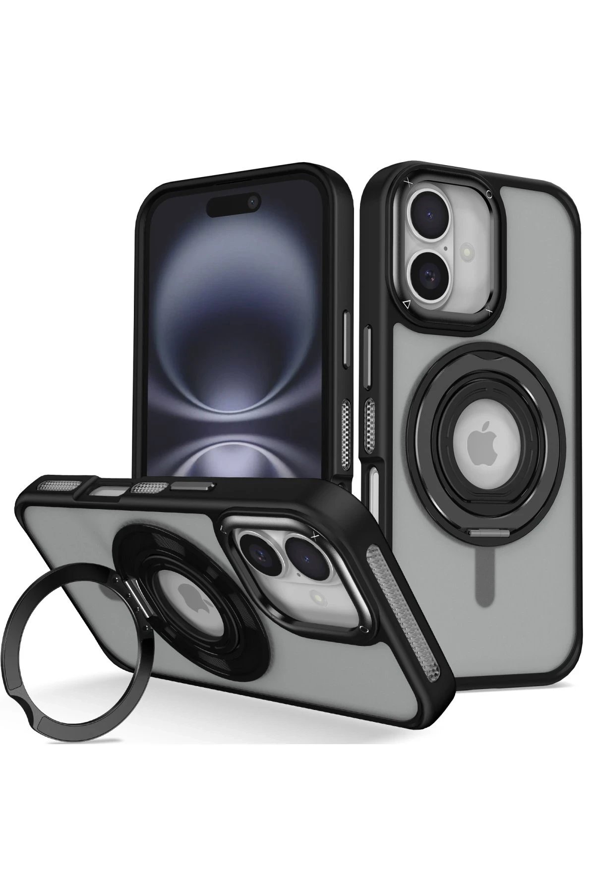 iPhone 16 Banza Magsafe Standlı Kapak - Siyah-(5796)