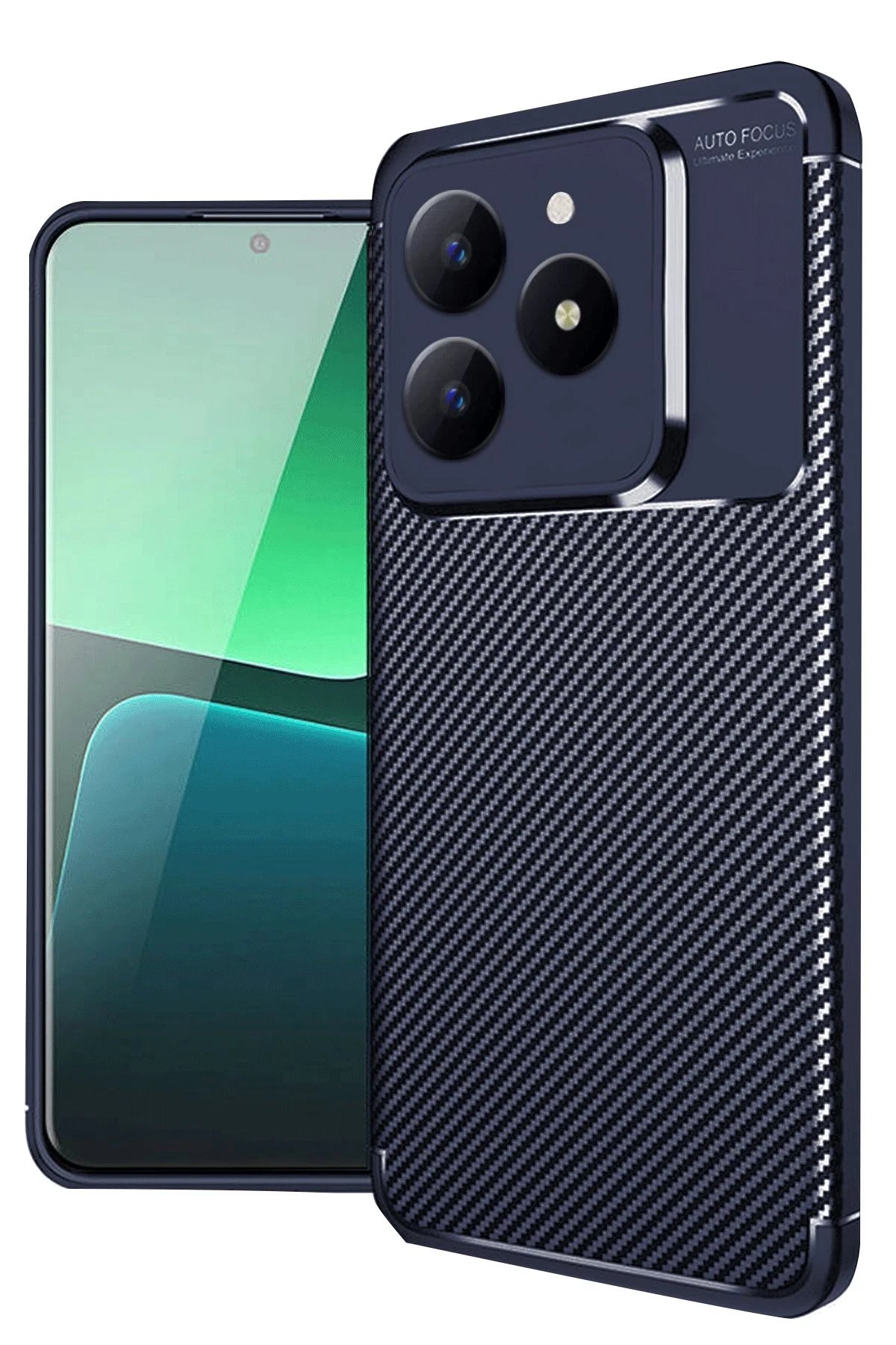 Realme C61 Kılıf Auto Focus Karbon Kapak - Lacivert-(5796)