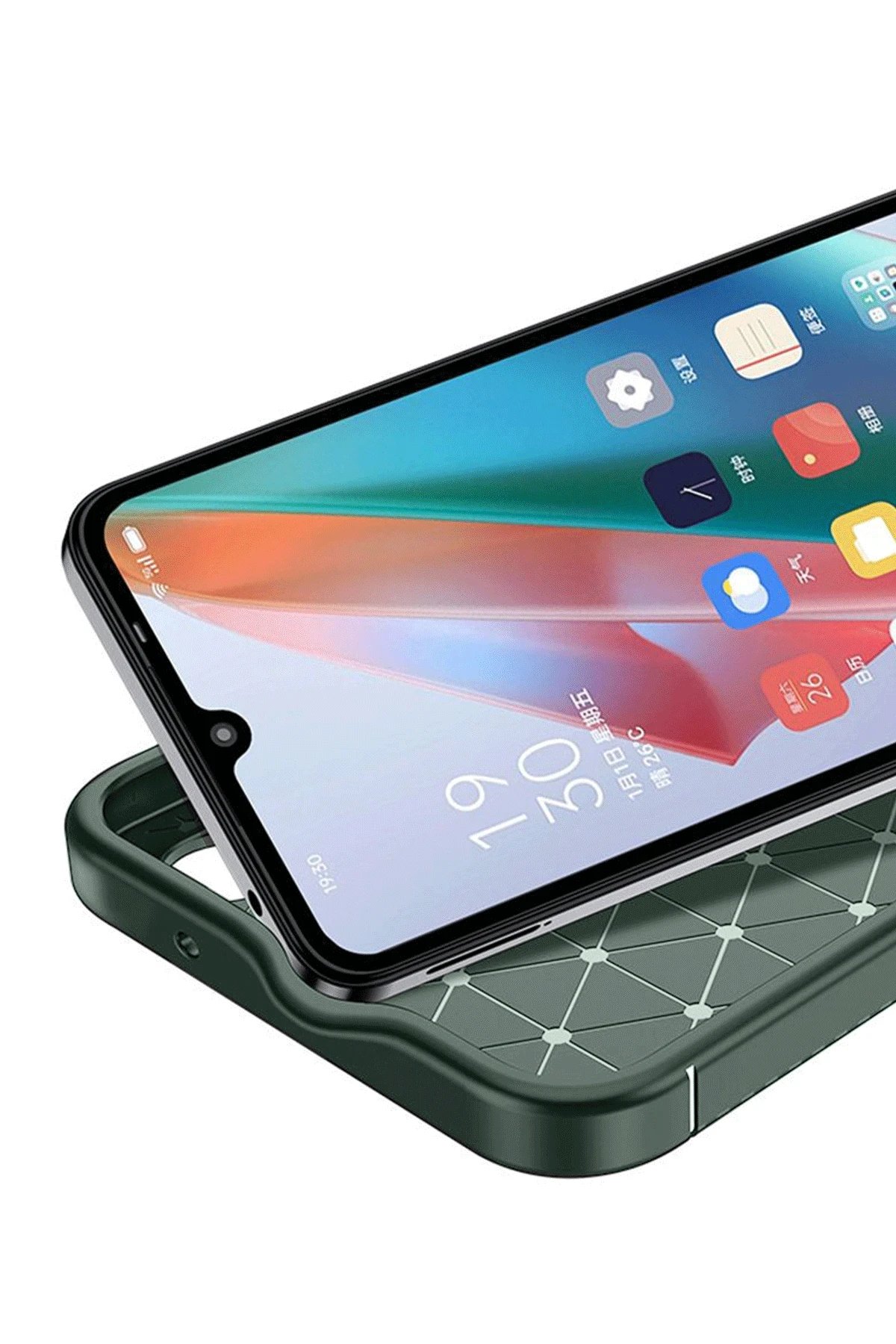 Oppo A60 Kılıf Auto Focus Karbon Kapak - Koyu Yeşil-(5796)