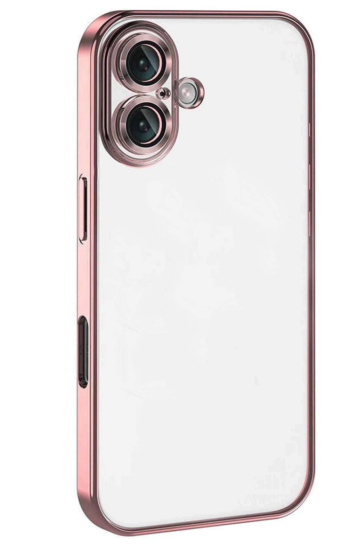 iPhone 16 Kılıf Lensli Silikon - Pembe-(5796)