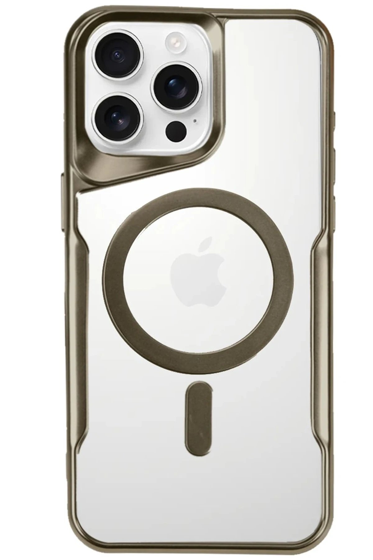 iPhone 16 Pro Max Kılıf Boyi Magsafe Silikon Kapak - Çöl Titanyum-(5796)