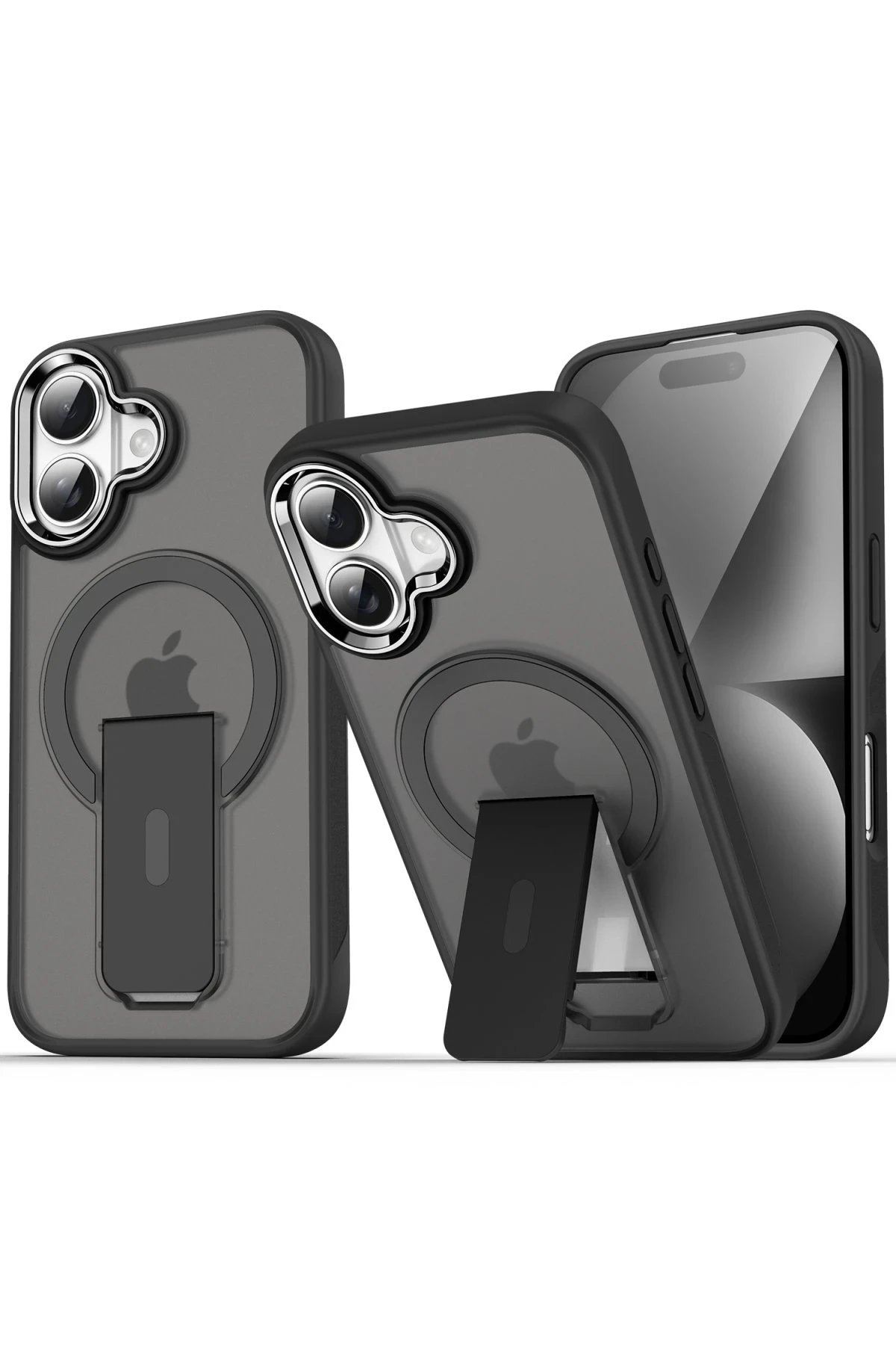 iPhone 16 Plus Kılıf Tork Magsafe Standlı Kapak - Siyah-(5796)