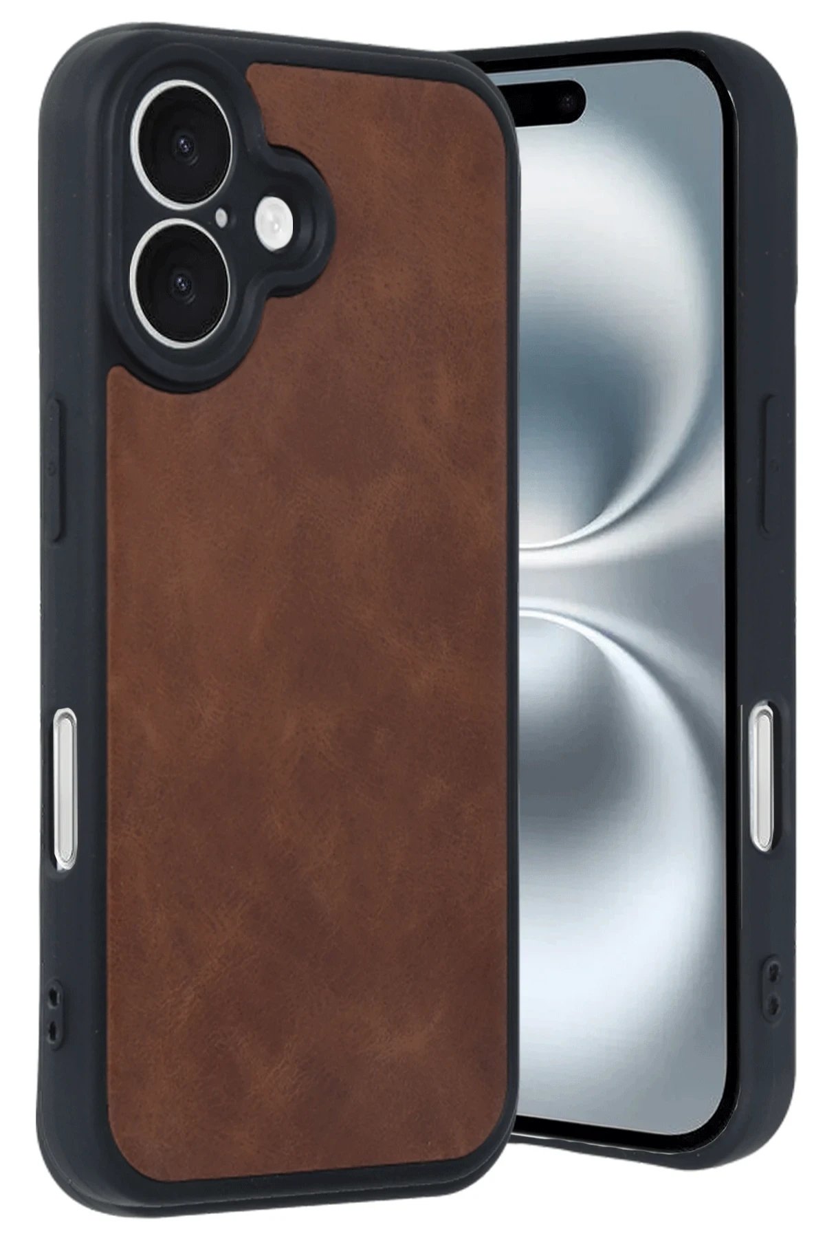 iPhone 16 Kılıf Aras Deri Kapak - Taba-(5796)