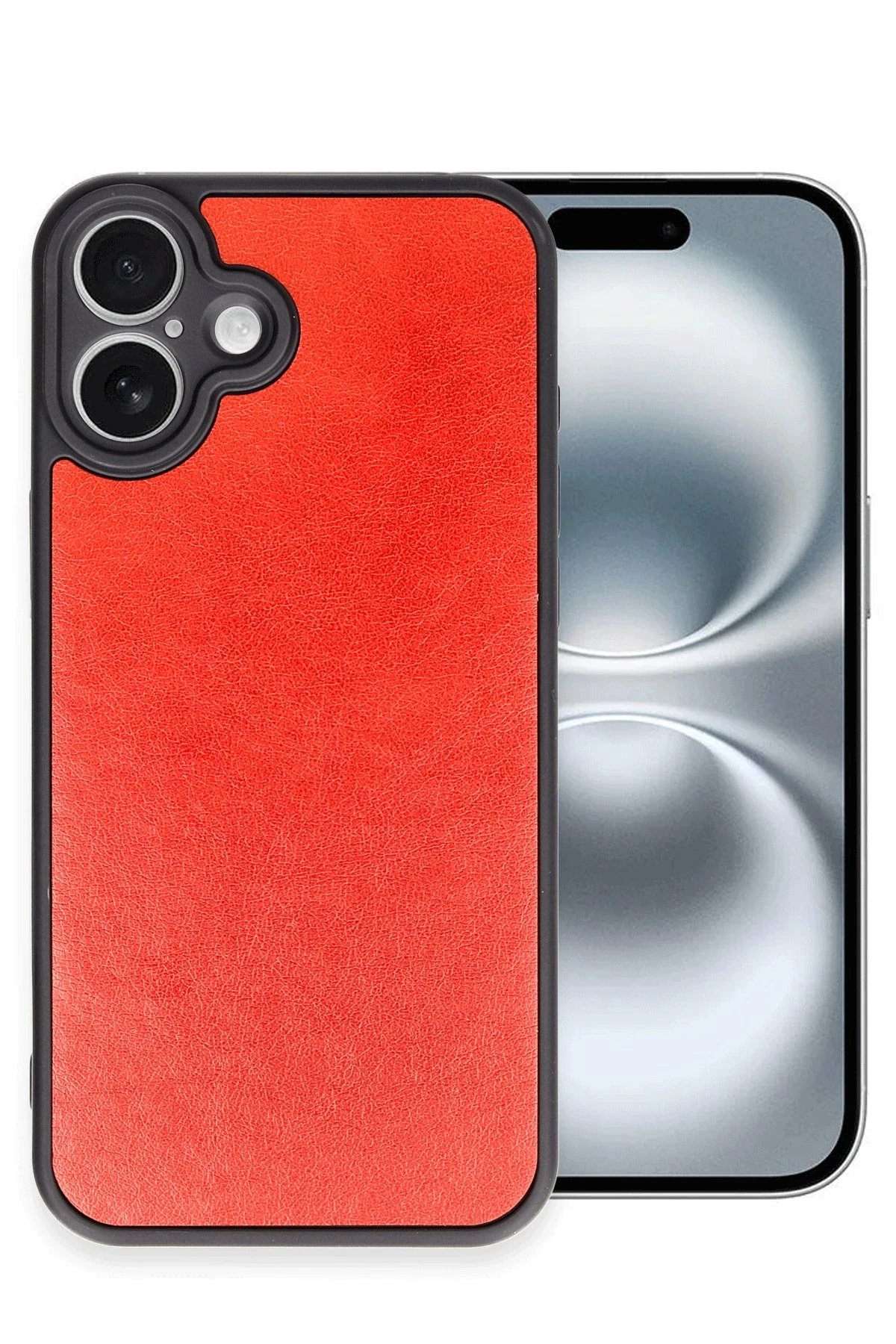 iPhone 16 Plus Kılıf Aras Deri Kapak - Kırmızı-(5796)