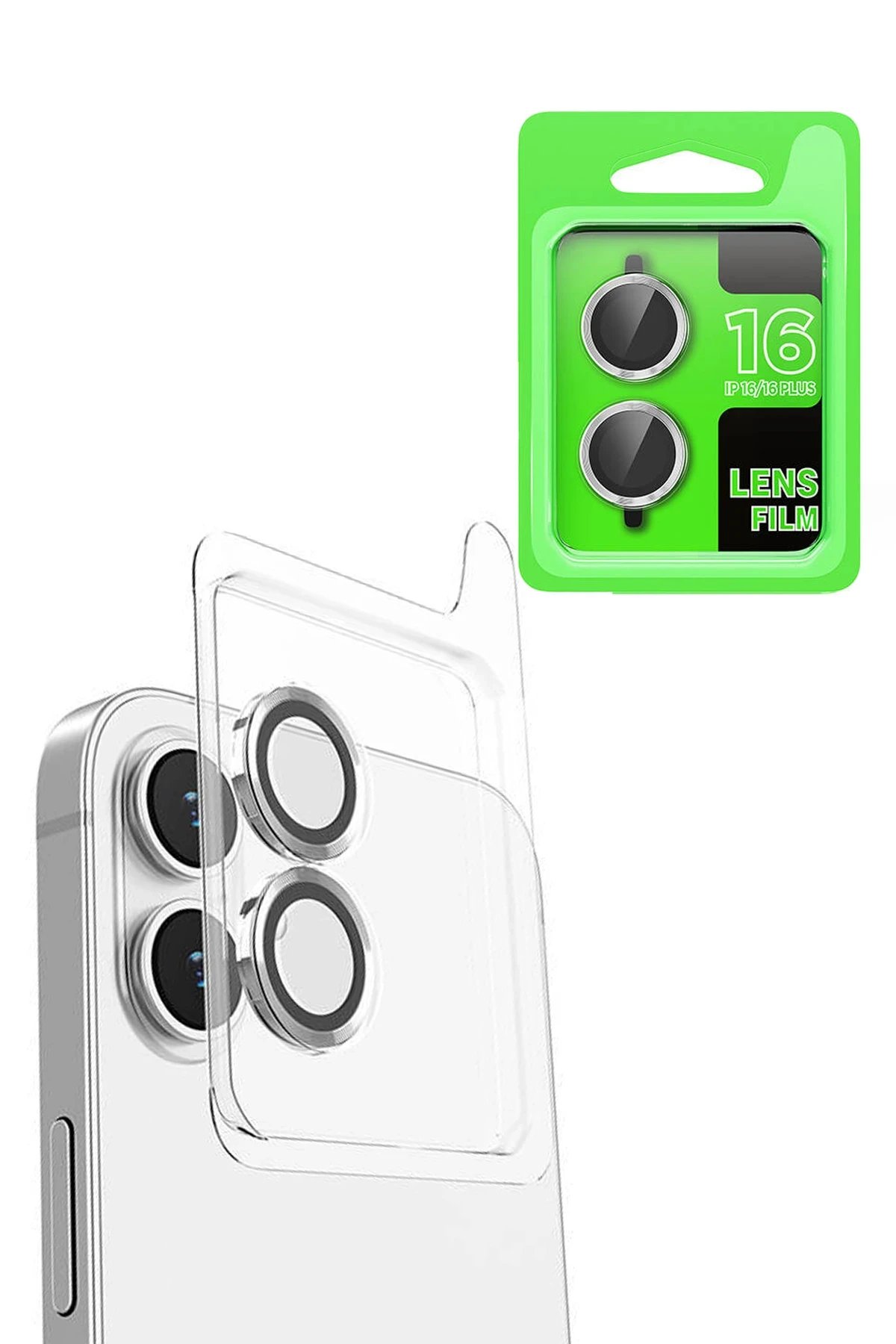 iPhone 16 Raze Metal Kamera Lens - Beyaz-(5796)