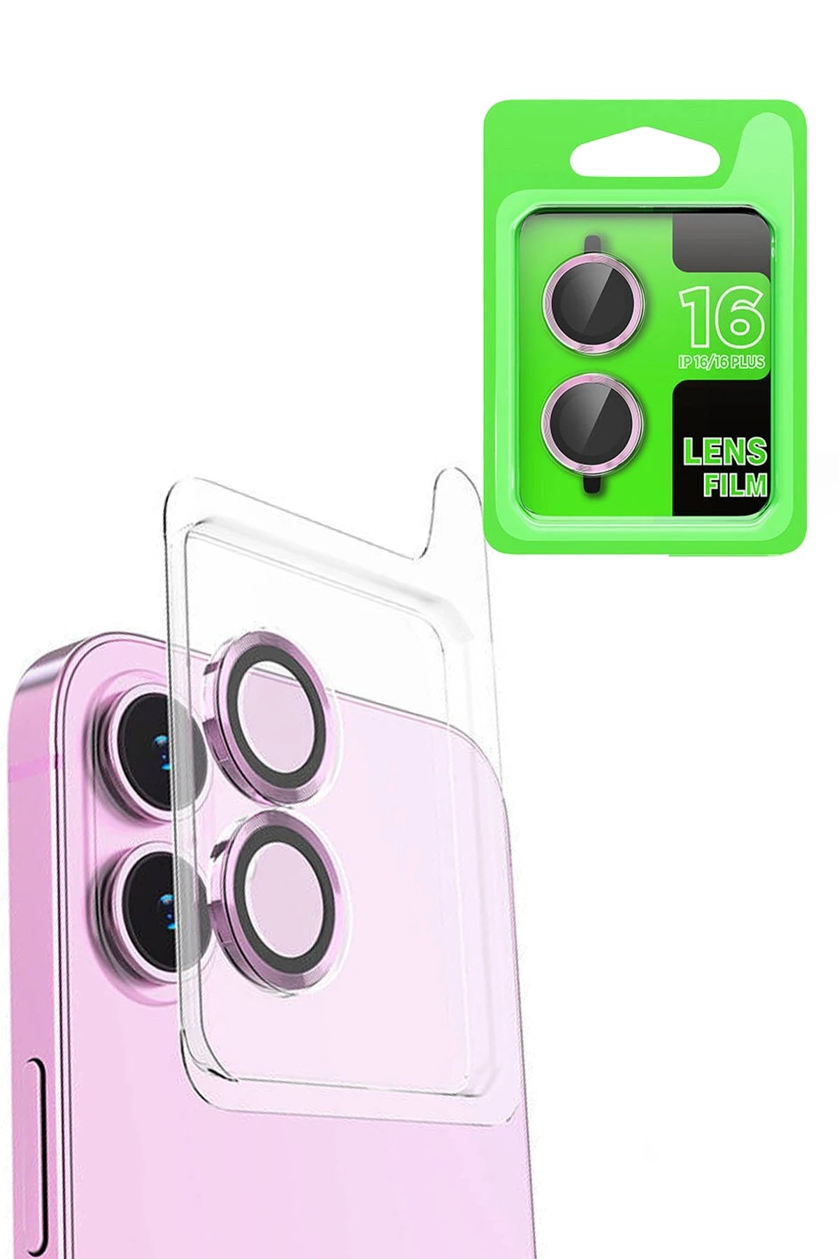 iPhone 16 Plus Raze Metal Kamera Lens - Pembe-(5796)