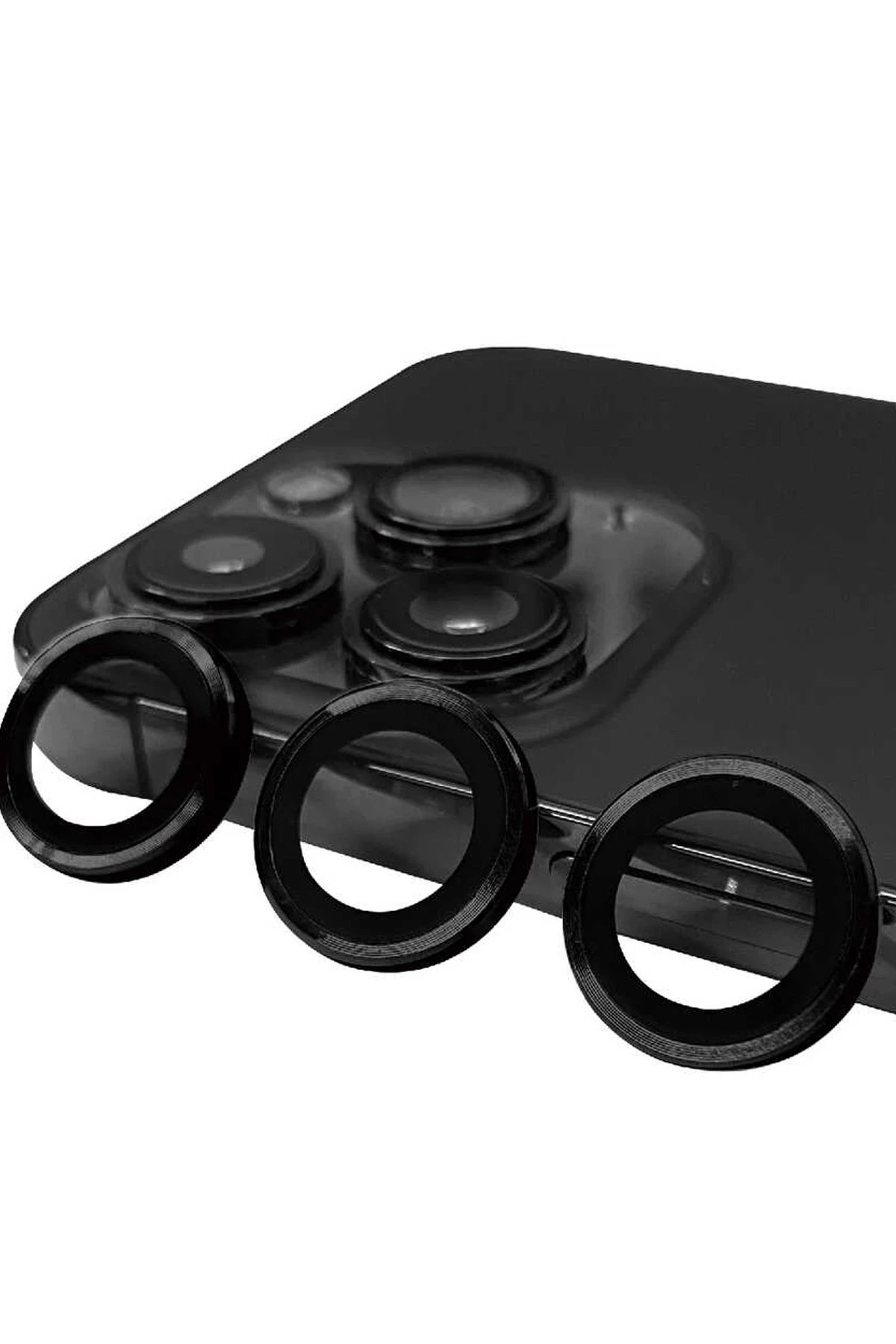 iPhone 15 Pro Raze Metal Kamera Lens - Siyah-(5796)