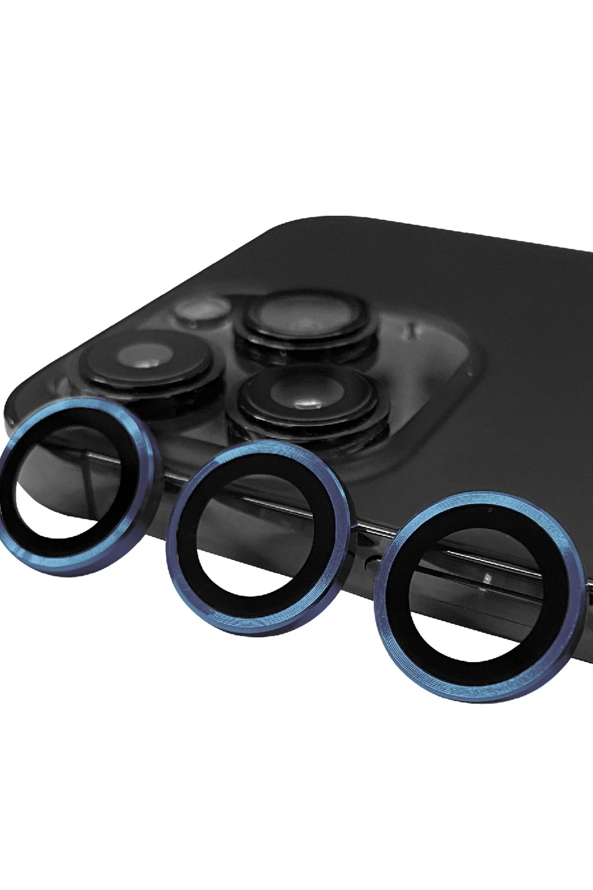 iPhone 15 Pro Max Raze Metal Kamera Lens - Lacivert-(5796)