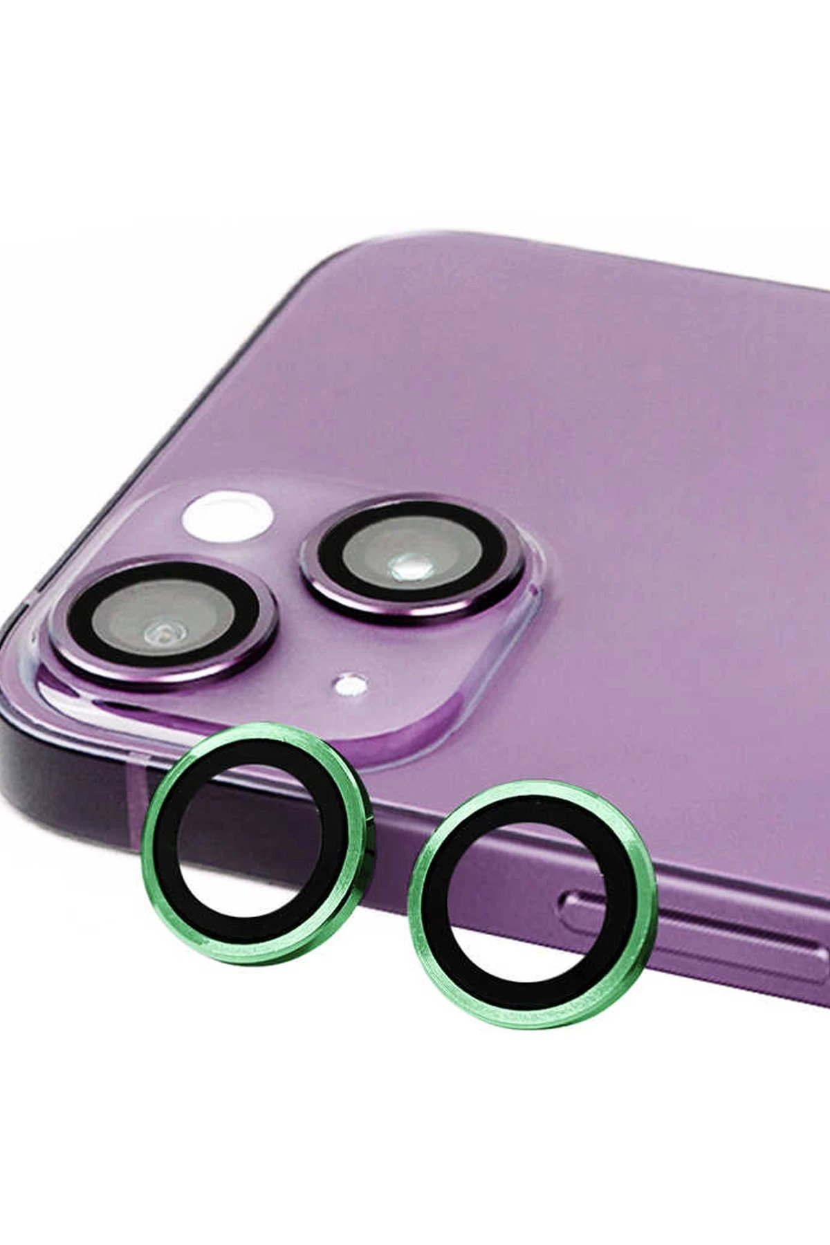 iPhone 15 Plus Raze Metal Kamera Lens - Yeşil-(5796)