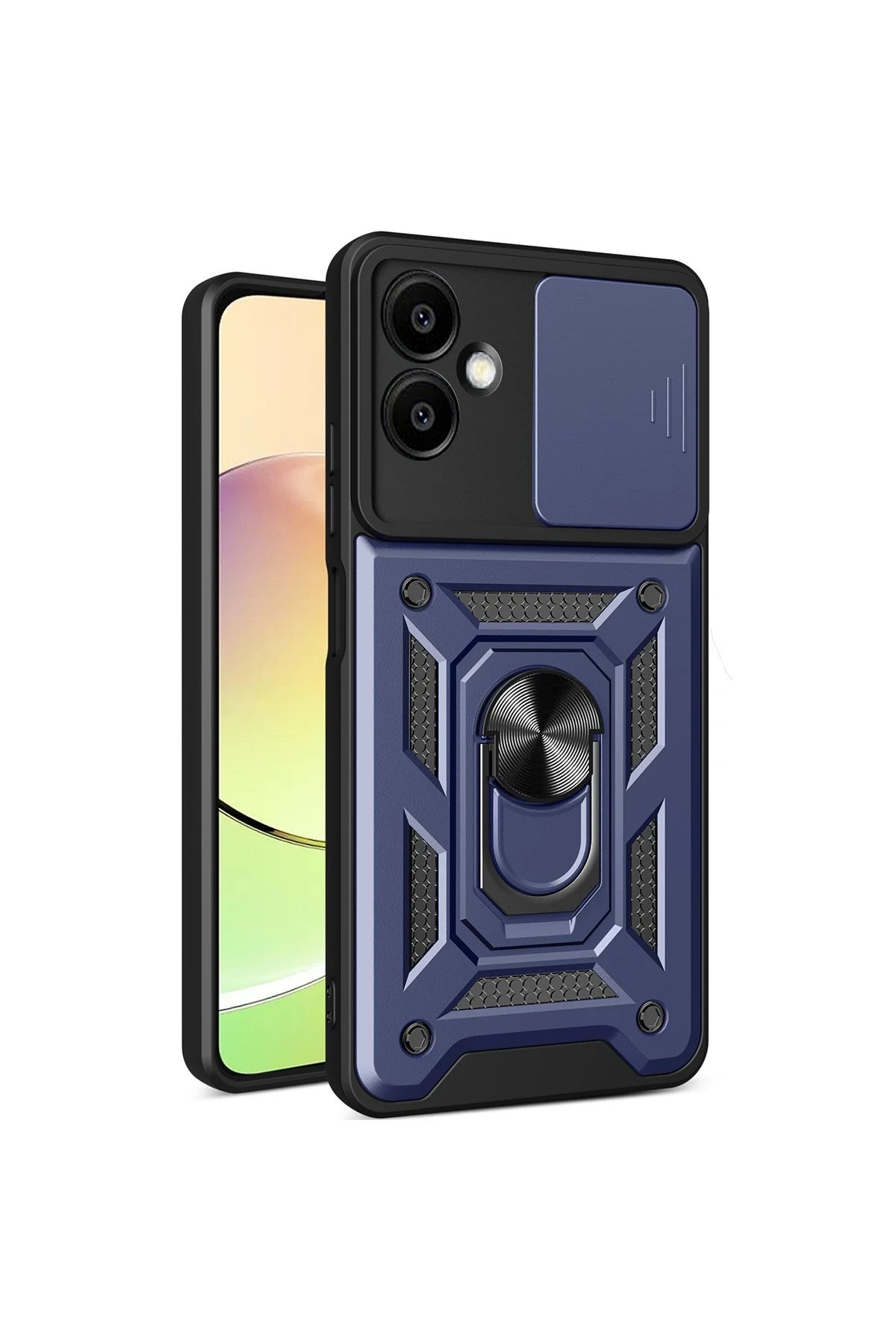 Samsung Galaxy A06 Kılıf Pars Lens Yüzüklü Silikon - Lacivert-(5796)