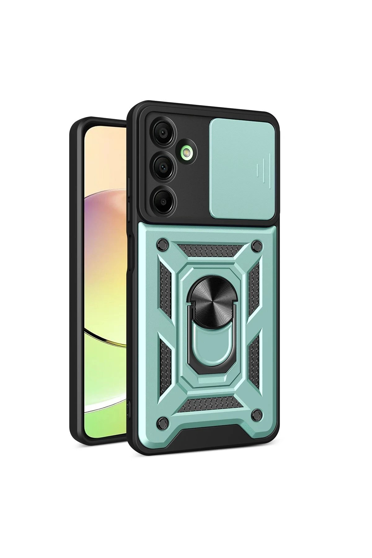 Samsung Galaxy A16 5G Kılıf Pars Lens Yüzüklü Silikon - Yeşil-(5796)