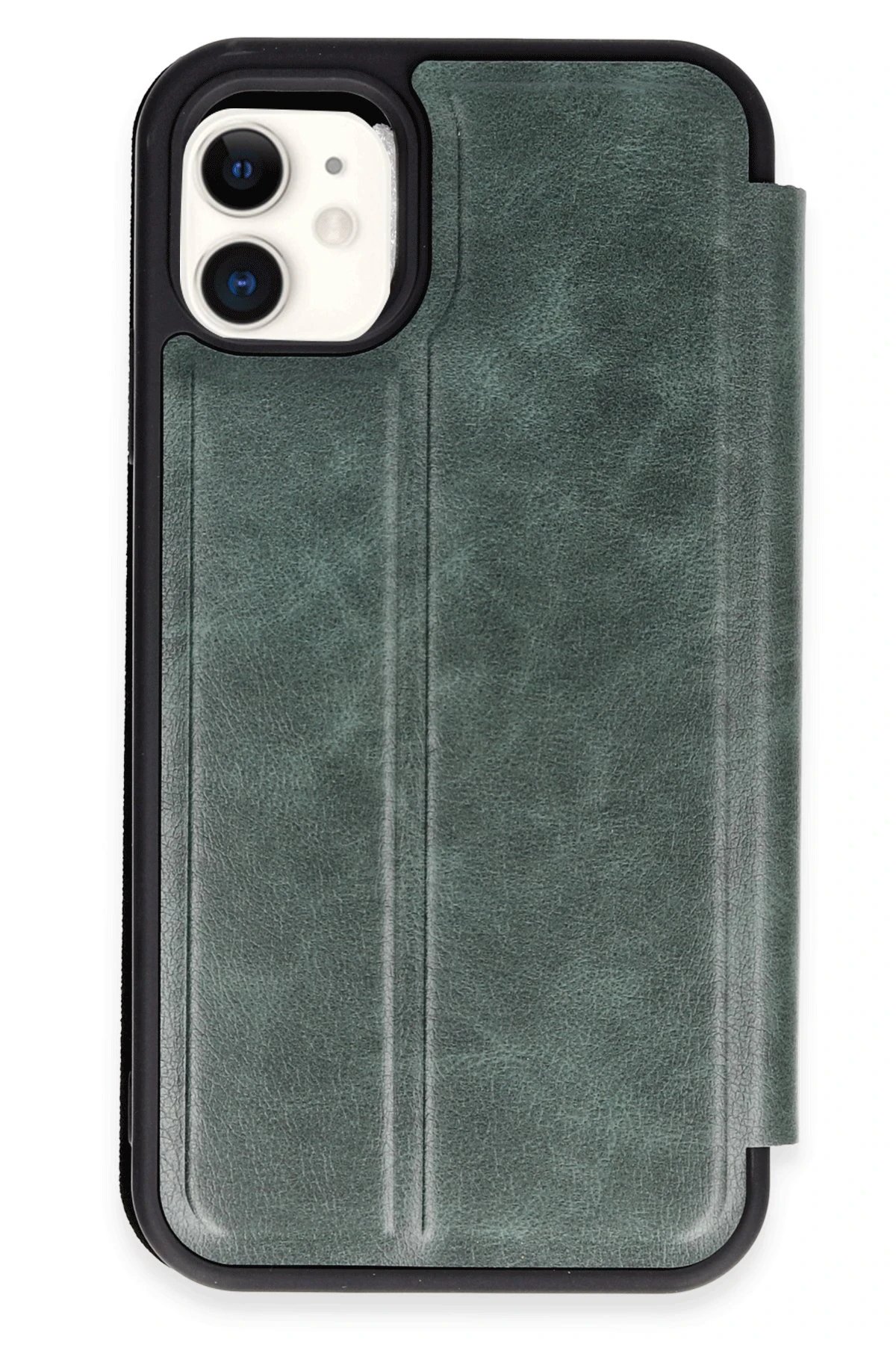 iPhone 11 Kılıf Flip Cover - Koyu Yeşil-(5796)